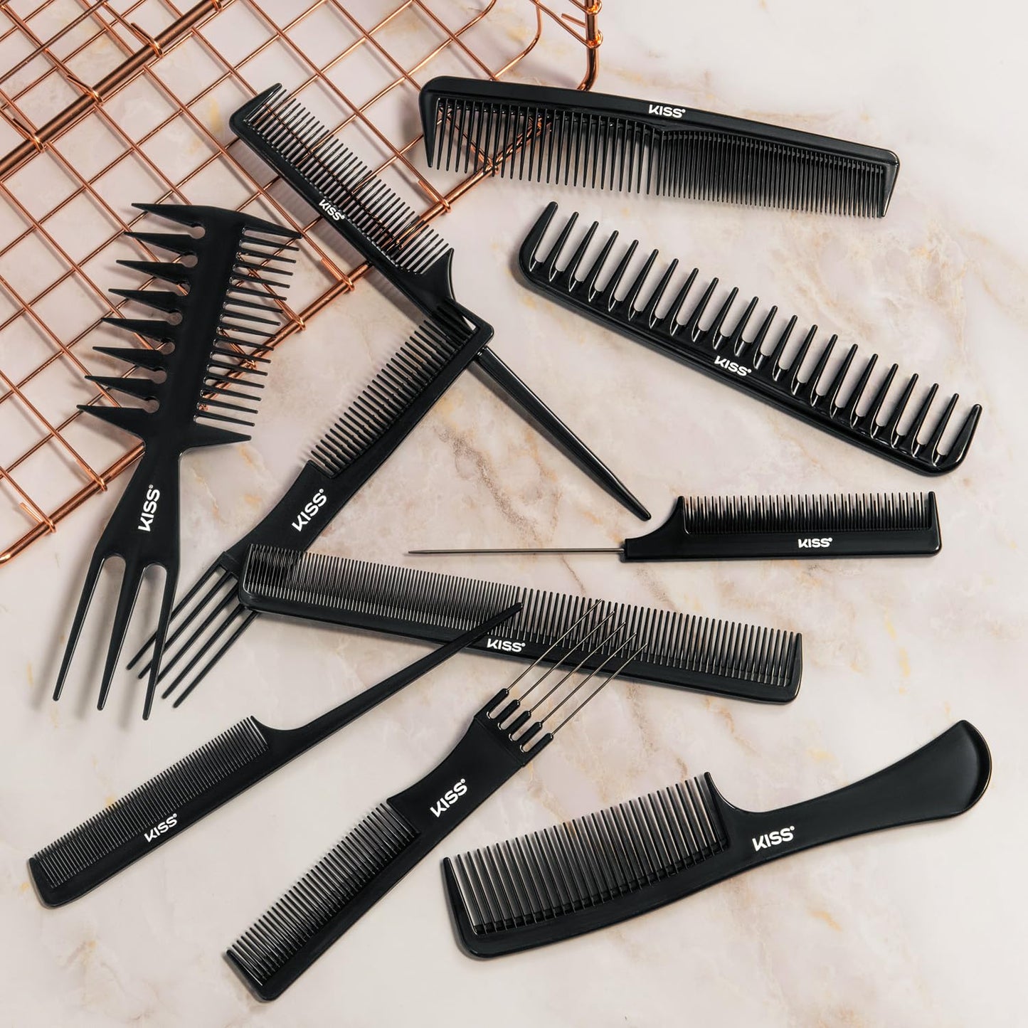 KISS Professional 10-pc Comb Set-Detangle & Style Assortment