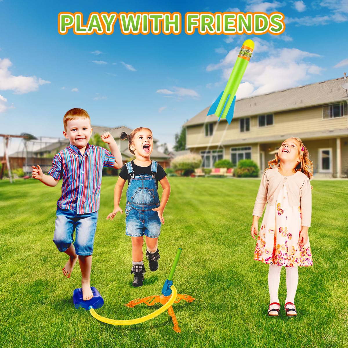Banvih Kids Rocket Launcher Toy – 6 Foam Rockets, Launch Up to 120ft, Outdoor Game, Birthday Gift & Stocking Stuffer for Ages 3+