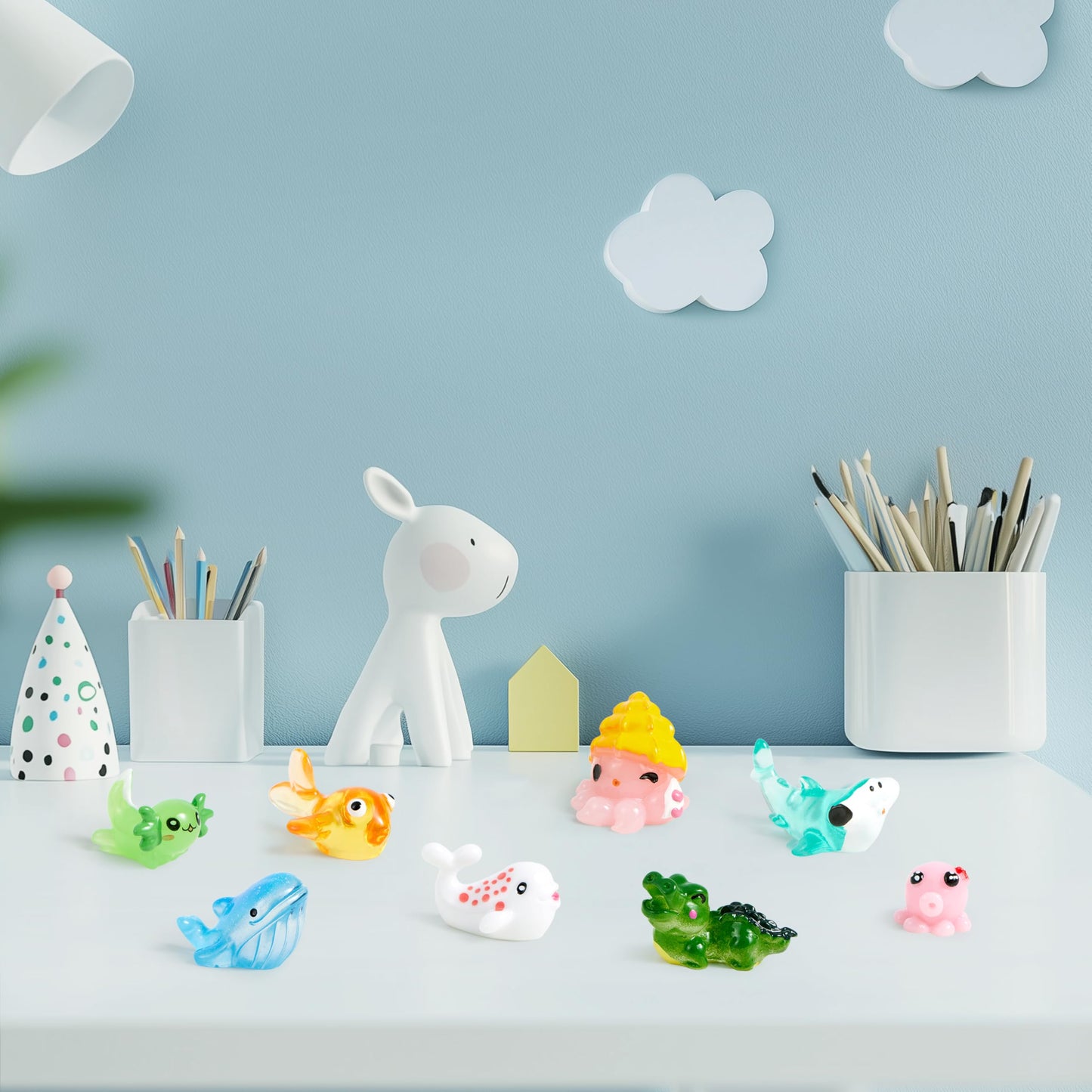JOYIN 50-Pc Mini Ocean Animal Figures – Cute Resin Sea Creatures for Aquarium, Garden Decor, Slime Charms, DIY Crafts & Mini Scenes
