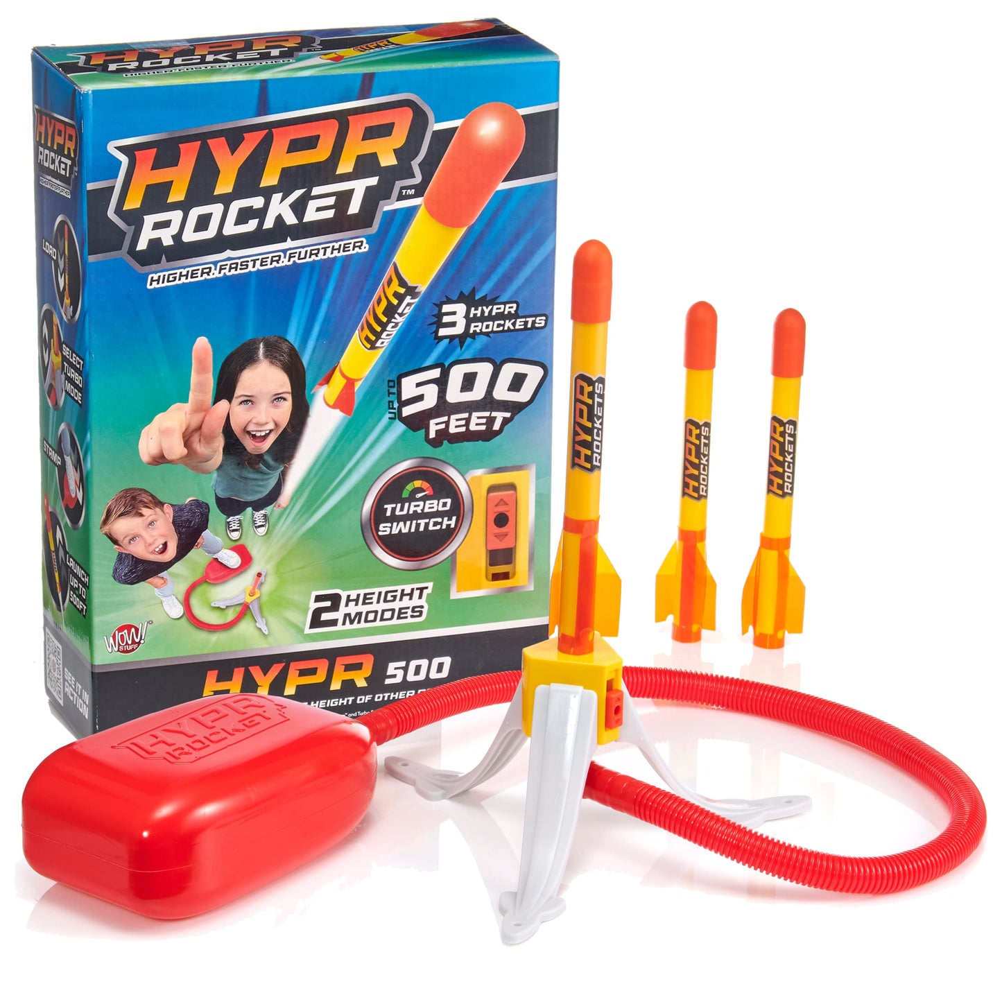 Hypr Kids Rocket Launcher Toy - Patented Design, Turbo Mode, 3 Rockets, Multi-Player Fun, Durable Outdoor Toy, Easy Setup