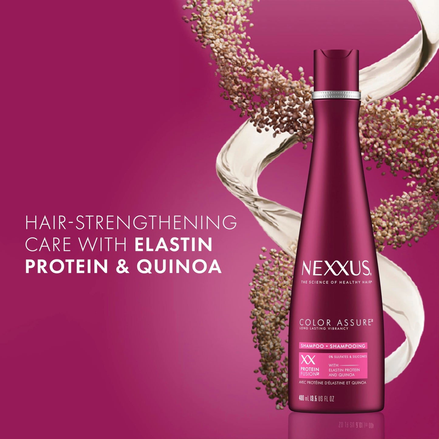 Nexxus Hair Color Assure Sulfate-Free Shampoo with ProteinFusion, For Color Treated Hair Shampoo 13.5 oz