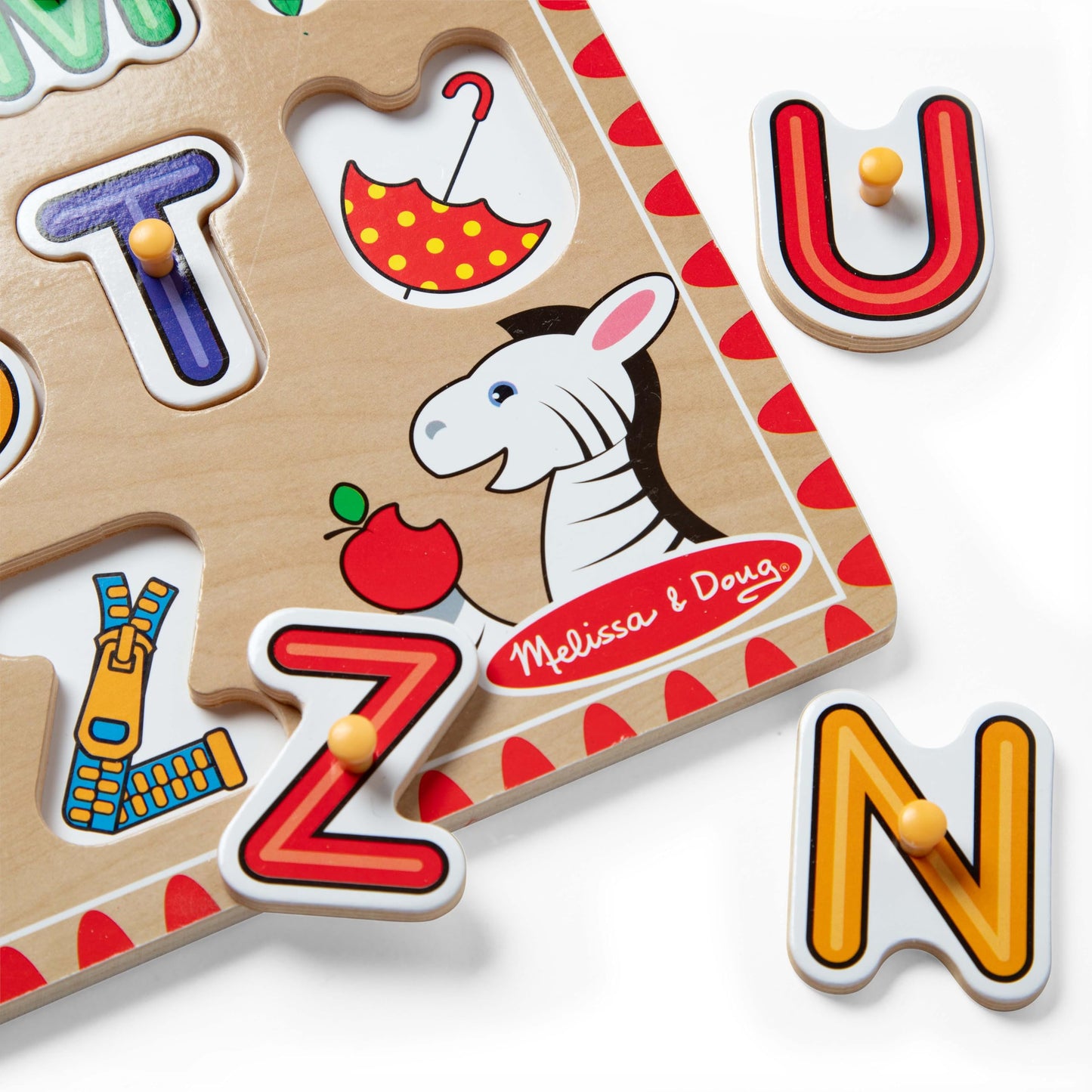 Melissa & Doug Lift & See Alphabet Wooden Peg Puzzle (26 pcs) Toddler and Preschool Puzzles for Ages 1+ - FSC-Certified Materials