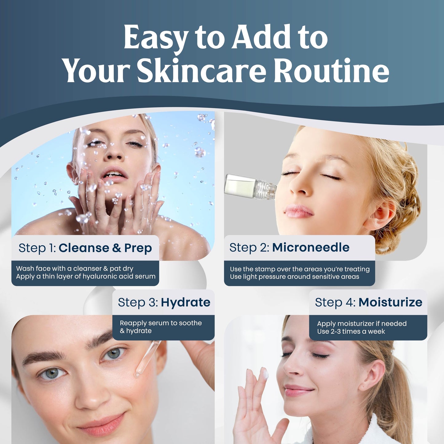 Microrevive Titanium Microneedling Kit – Home Facial System with Collagen-Boosting Derma Stamp & Hyaluronic Acid Serum, 3-Piece Set