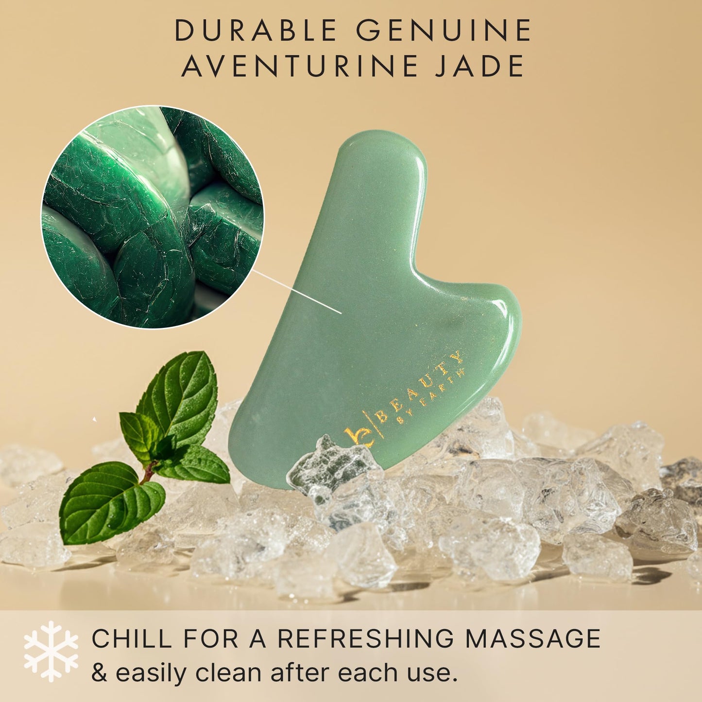 Beauty by Earth Jade Gua Sha – Face Sculpting & Massage Tool, Smooths Wrinkles, Jaw Massager, Ideal Gift for Women & Teens