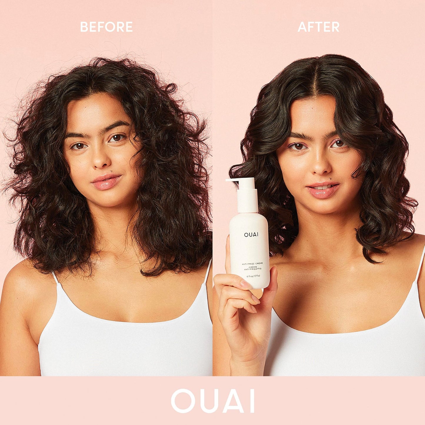 OUAI Anti-Frizz Cream Travel Size (3 oz) – Moisturizing Hair Cream with Heat Protection, Jackfruit & Beetroot Extract – Hydrating & Sulfate-Free