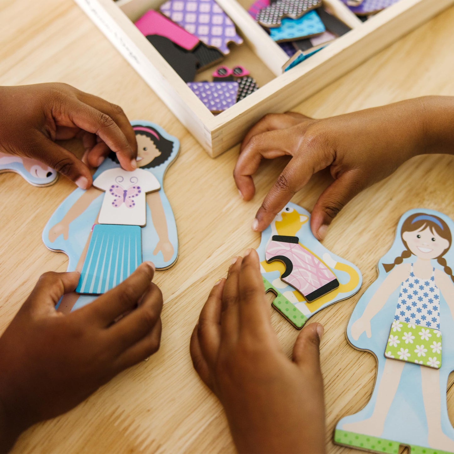 Melissa & Doug Best Friends Magnetic Dress-Up Wooden Dolls Pretend Play Set (78 pcs)