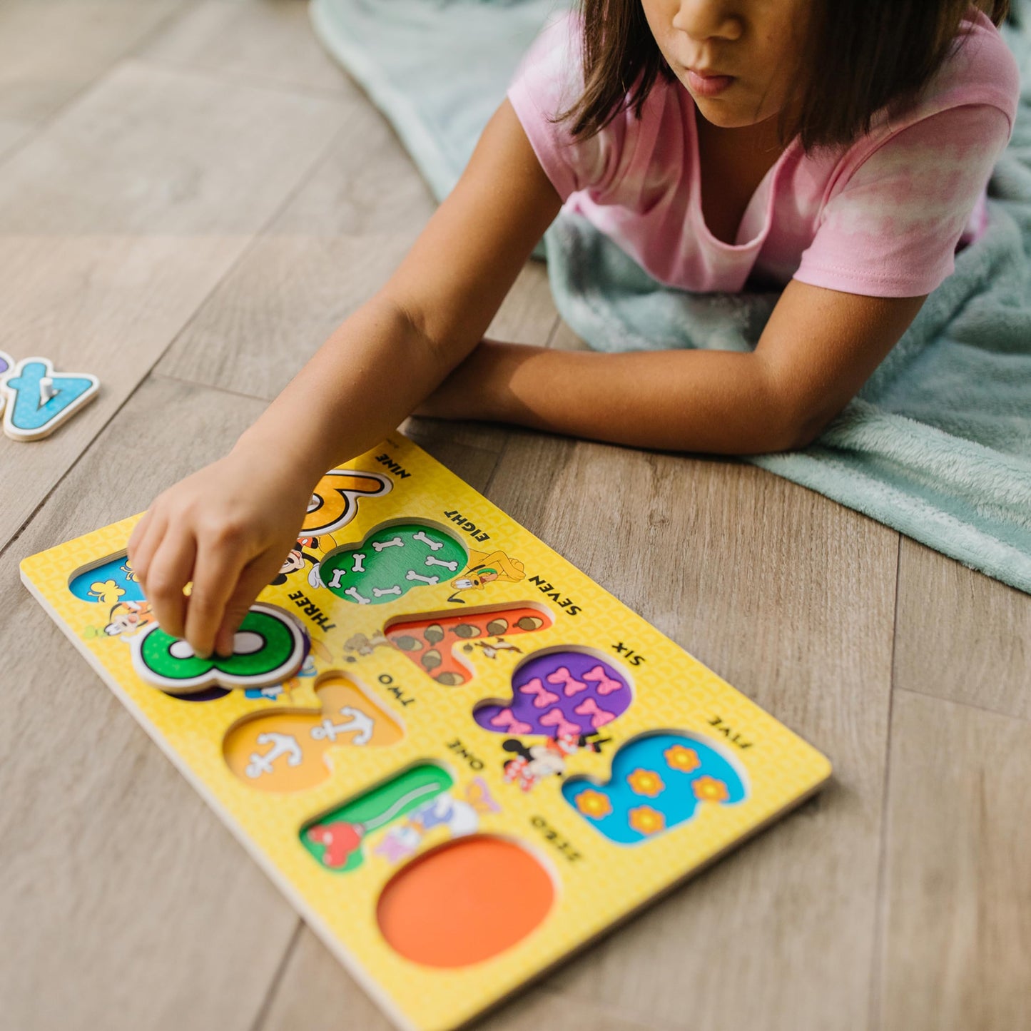 Melissa & Doug Disney Wooden Peg Puzzles Set: Letters, Numbers, and Shapes and Colors