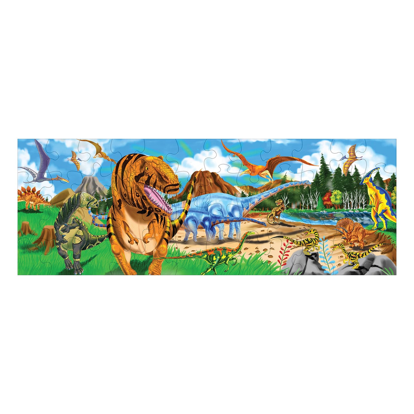 Melissa & Doug Land of Dinosaurs 48-Piece Jumbo Floor Puzzle, 4ft Long, Educational Screen-Free Activity for Kids 3+, FSC Certified