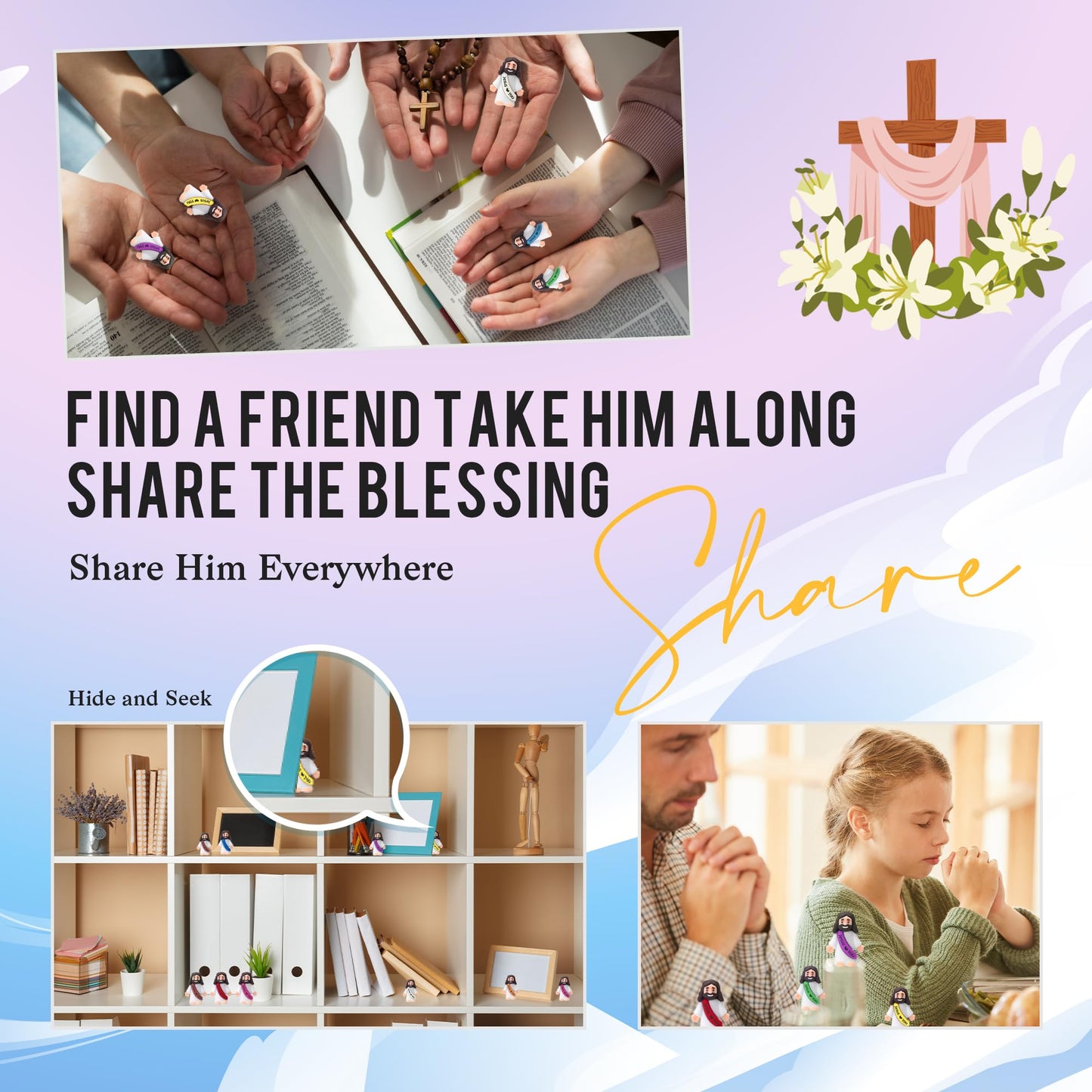 Ajabavbd 30 Pcs Little Jesus Figures, Action Figurines for Easter Egg Stuffers, Christian Gifts, Christmas & Hide-and-Seek Fun