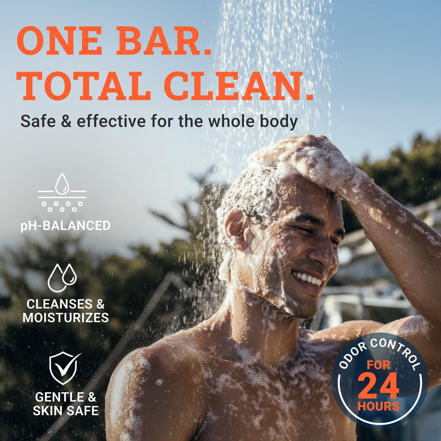 Mando All-in-One Natural Shampoo Bar for Men – Hair, Beard & Body Cleanser – Moisturizing, Paraben & Sulfate Free, Biodegradable, 5 oz, Pro Sport