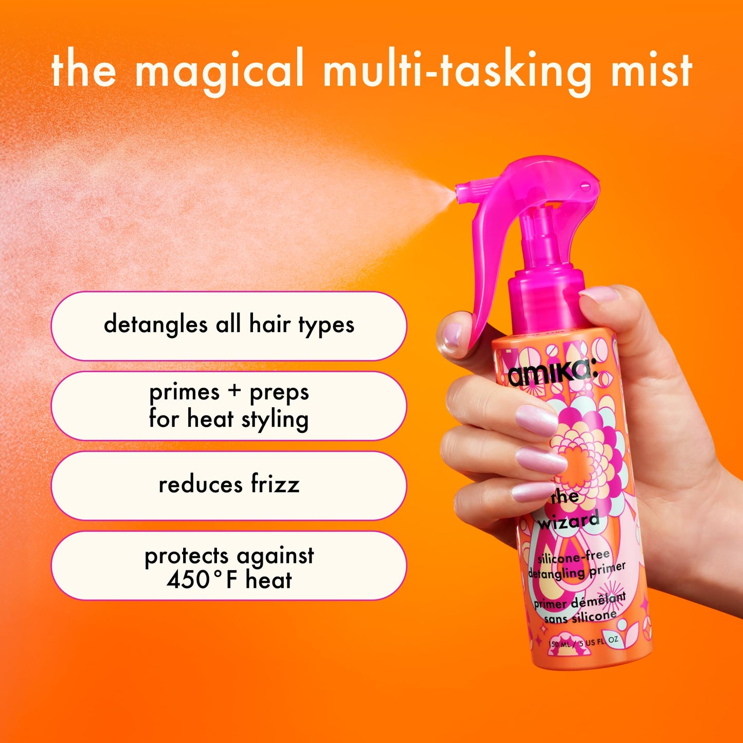 amika the wizard silicone-free detangling primer, 150ml