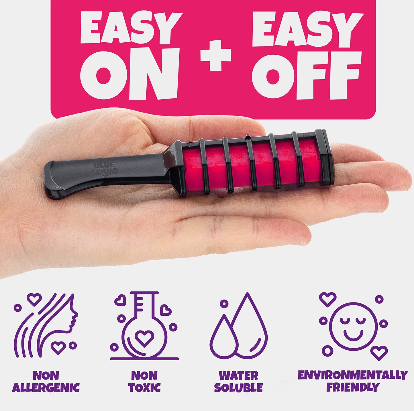 Blue Squid Vibrant Temporary Hair Chalk for Kids - Washable Hair Color Combs, Teenage Gifts Ideas, Perfect for Girls Ages 6-12