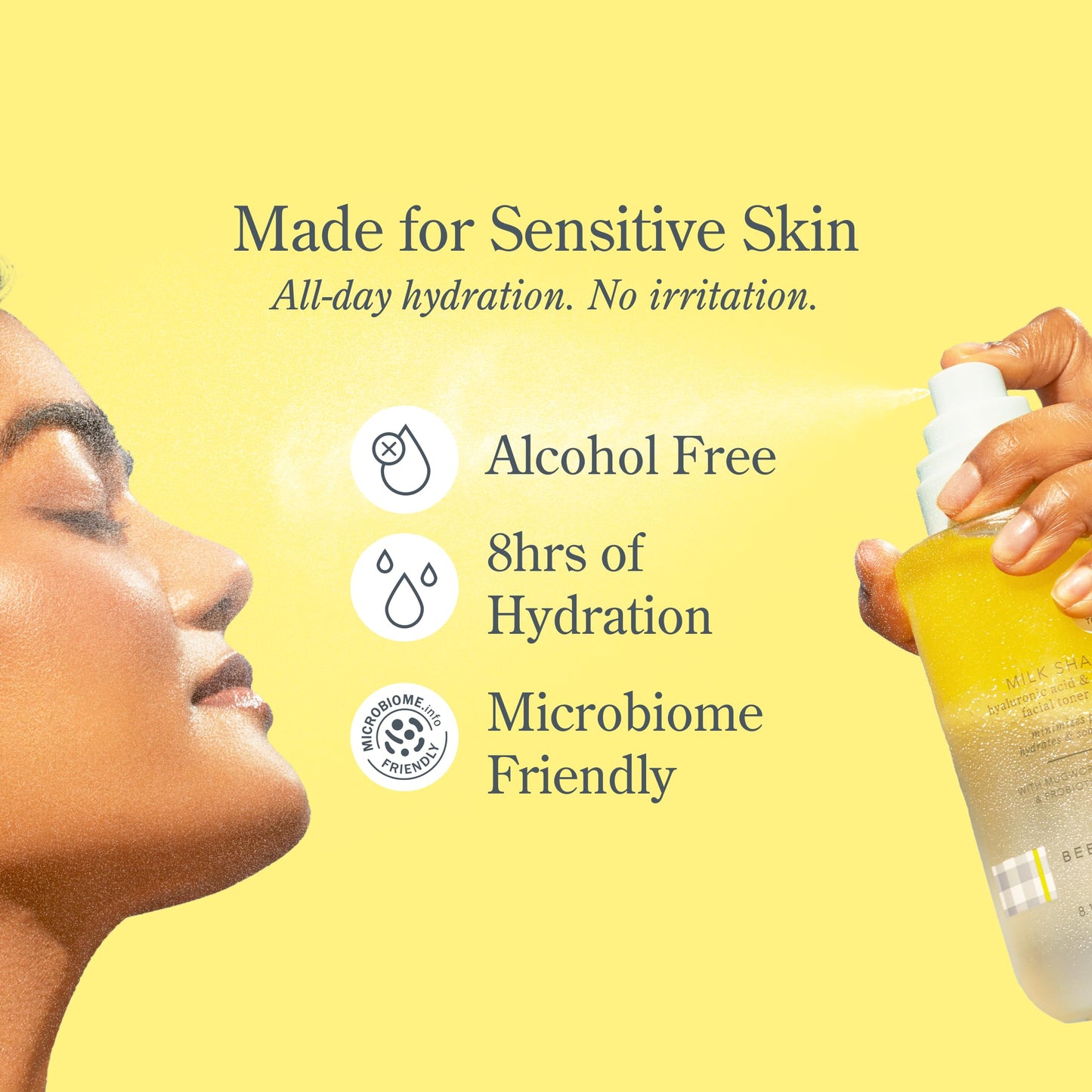 Beekman 1802 Milk Shake Hydrating Face Mist – Hyaluronic Acid & Squalane, Minimizes Pores, Moisturizes, Makeup Setting Spray, Fragrance-Free