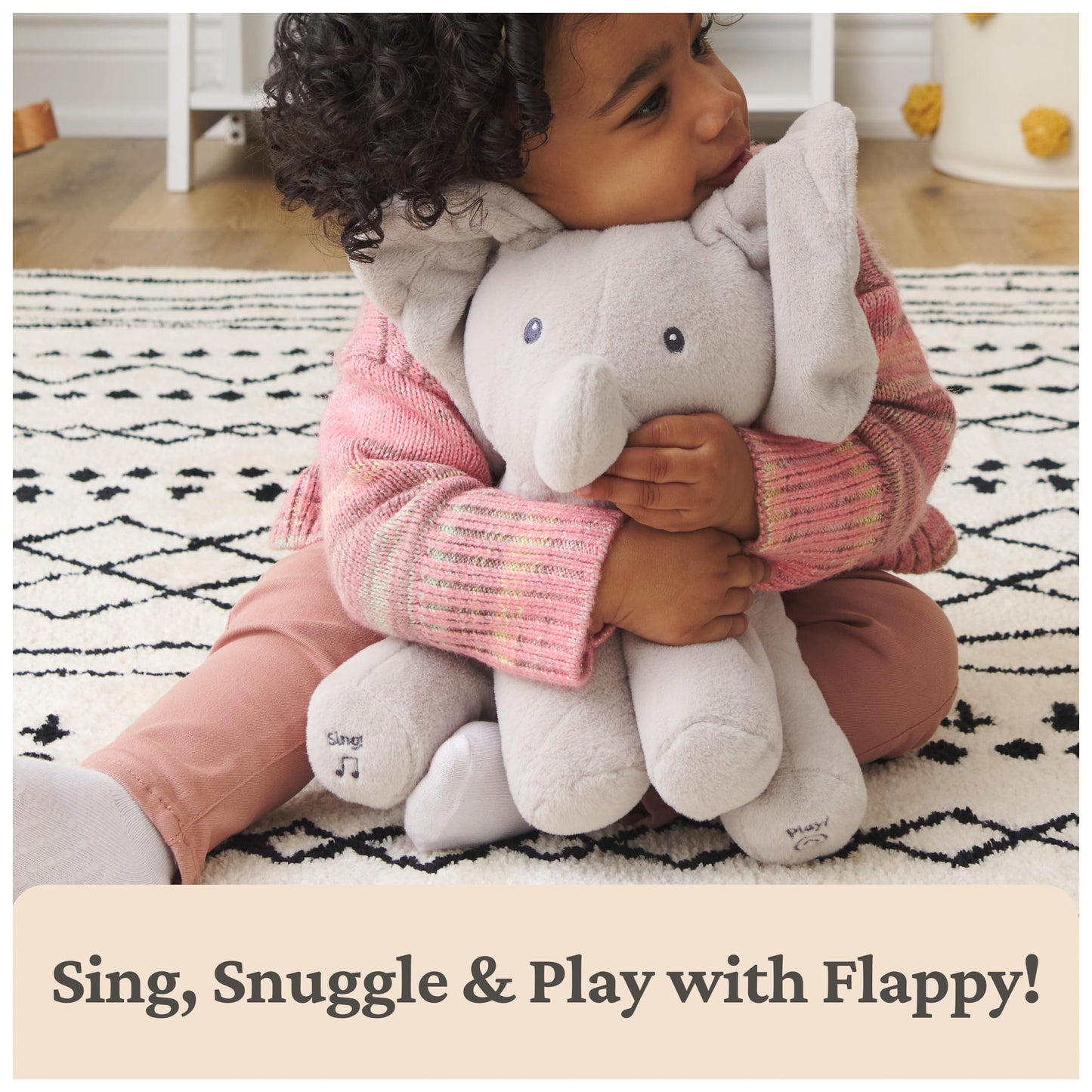 Baby Gund Animated Flappy The Elephant Plush, Singing Stuffed Animal Baby Toy for Ages 0 and Up, Gray, 12"