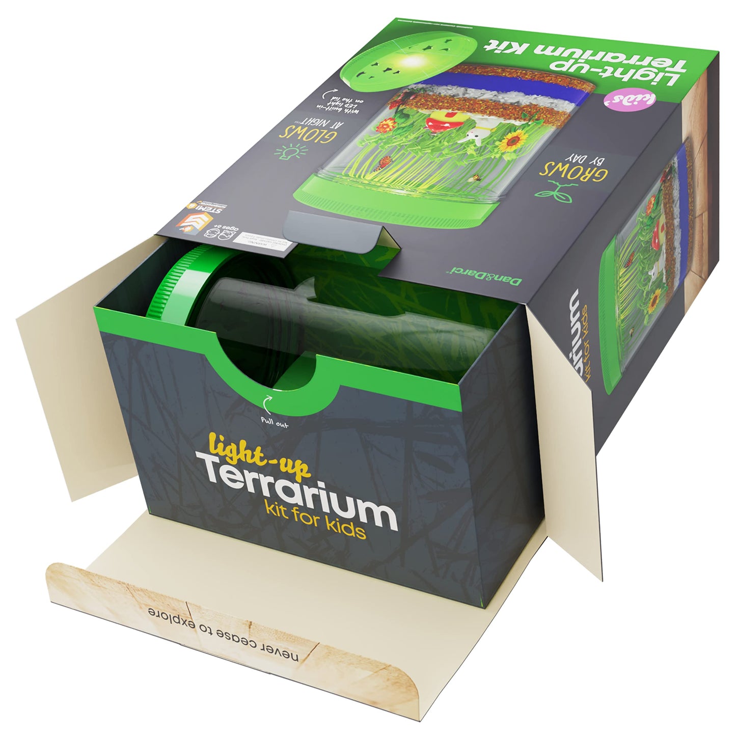 Dan&Darci Light-Up Terrarium Kit for Kids - STEM DIY Science Kit & Educational Toy - Fun Birthday Craft Project for Boys & Girls Ages 6-12