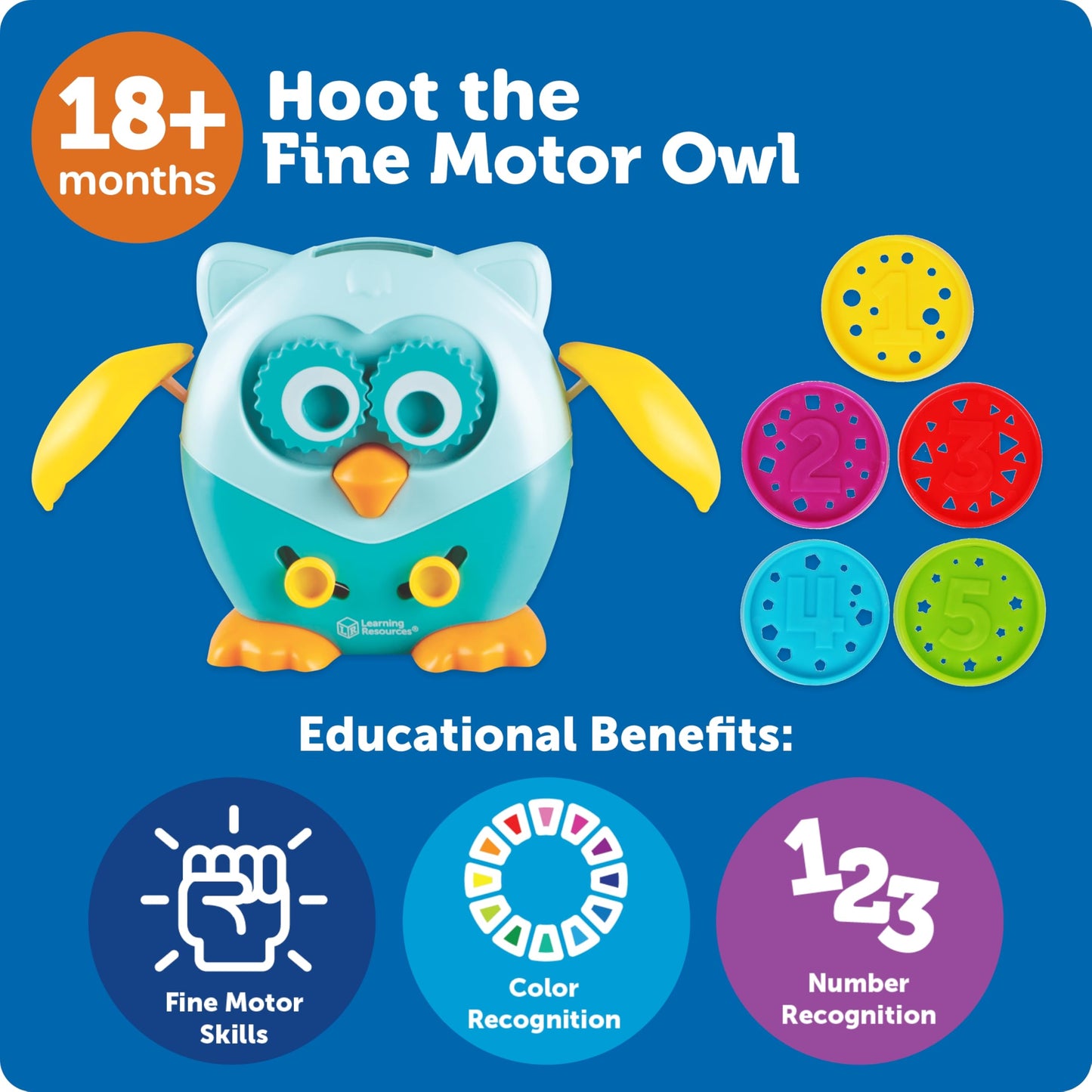 Learning Resources Hoot The Fine Motor Owl, 6-Piece Toddler Toy for Ages 18+ Months – Fine Motor, Sensory & Educational Play