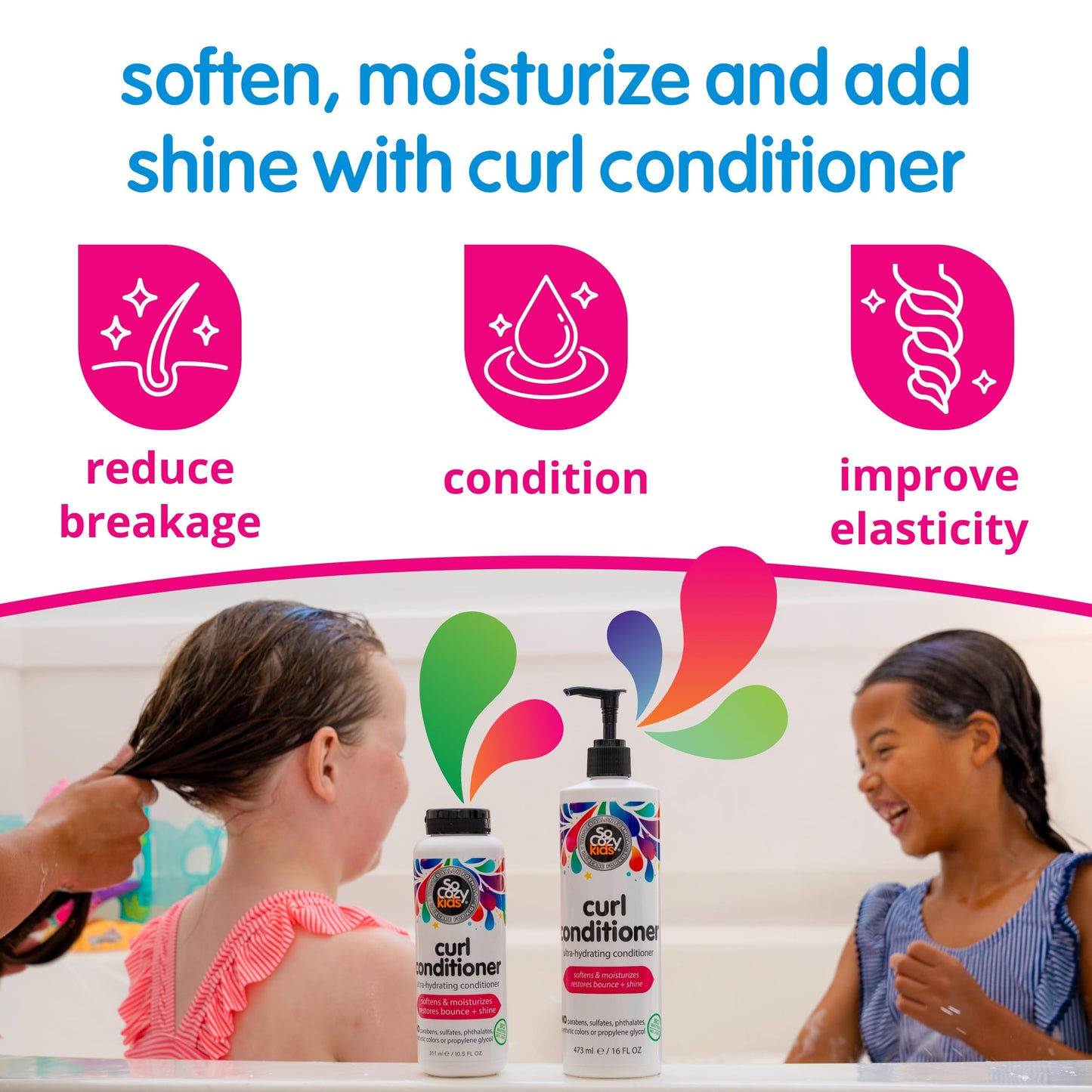 SoCozy Kids Curl Conditioner – Softens & Restores Bounce and Shine – Sweet Crème, 10.5 oz – No Parabens, Sulfates, or Synthetic Dyes