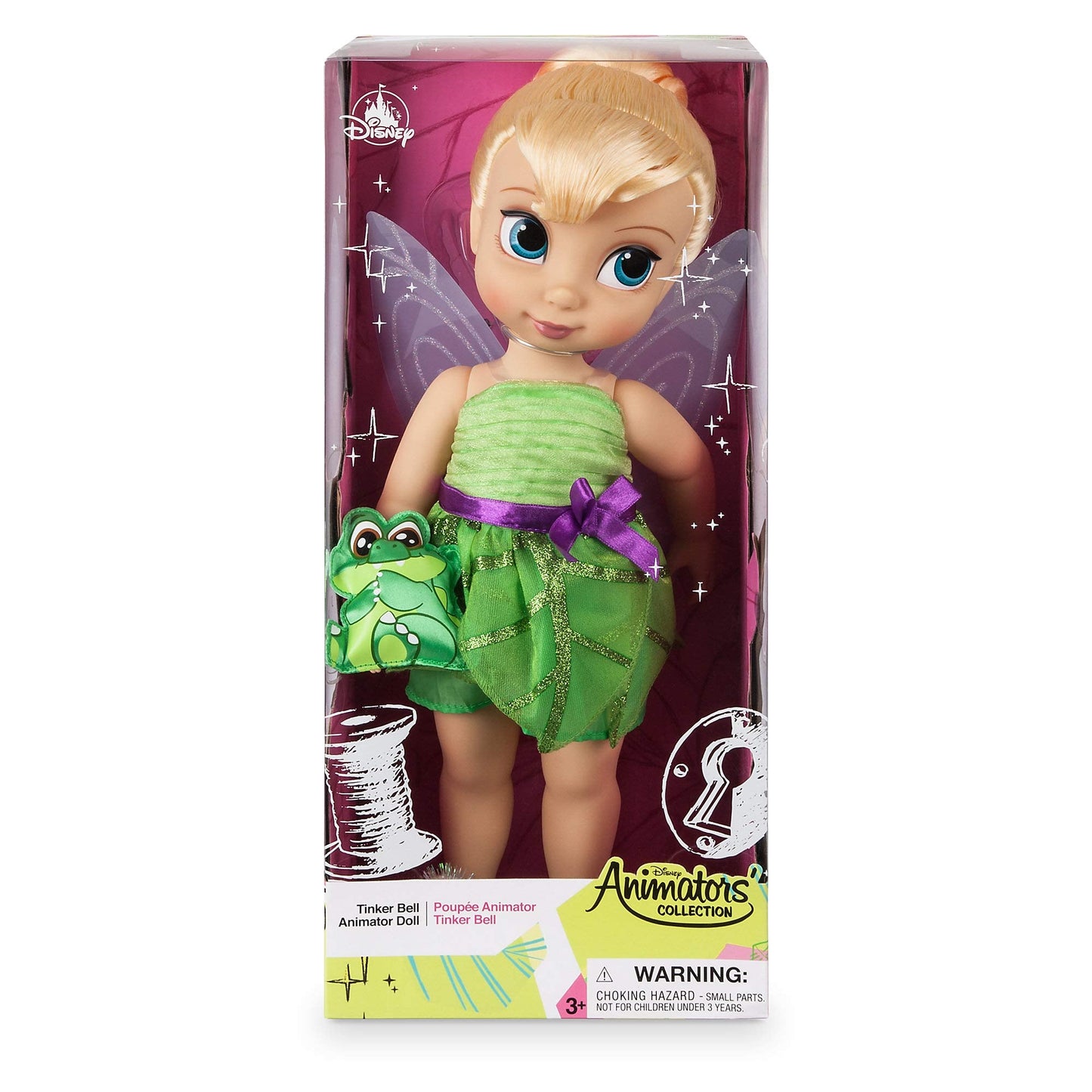 Disney Store Animators' Collection Tinker Bell Doll, 16" Fully Posable Peter Pan Toy in Satin Dress, Ages 3+