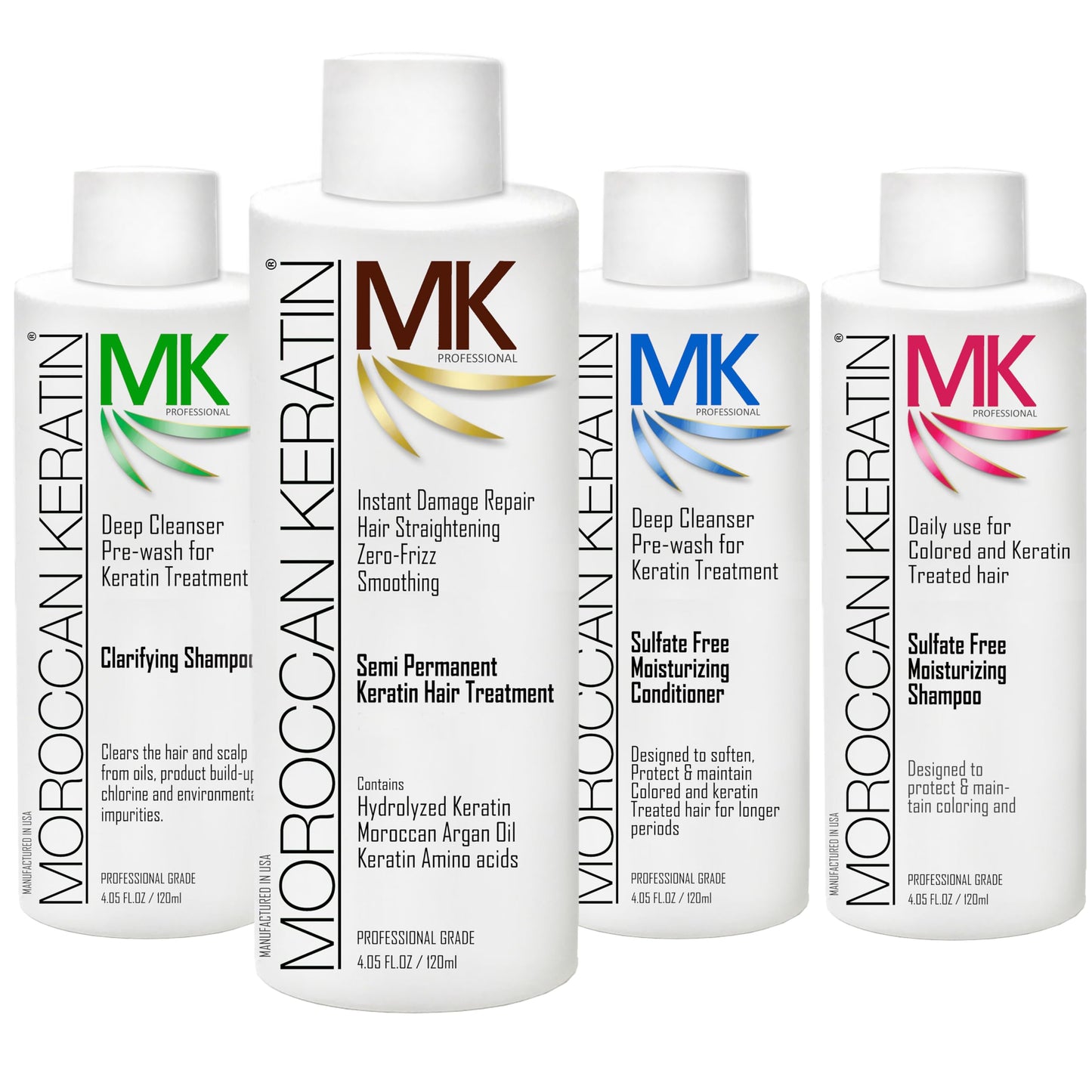 Moroccan Keratin Hair Treatment 4pc Set | Professional Brazilian Blowout & Smoothing System | Long-Lasting 4–6 Month Results | Salon & Home Use