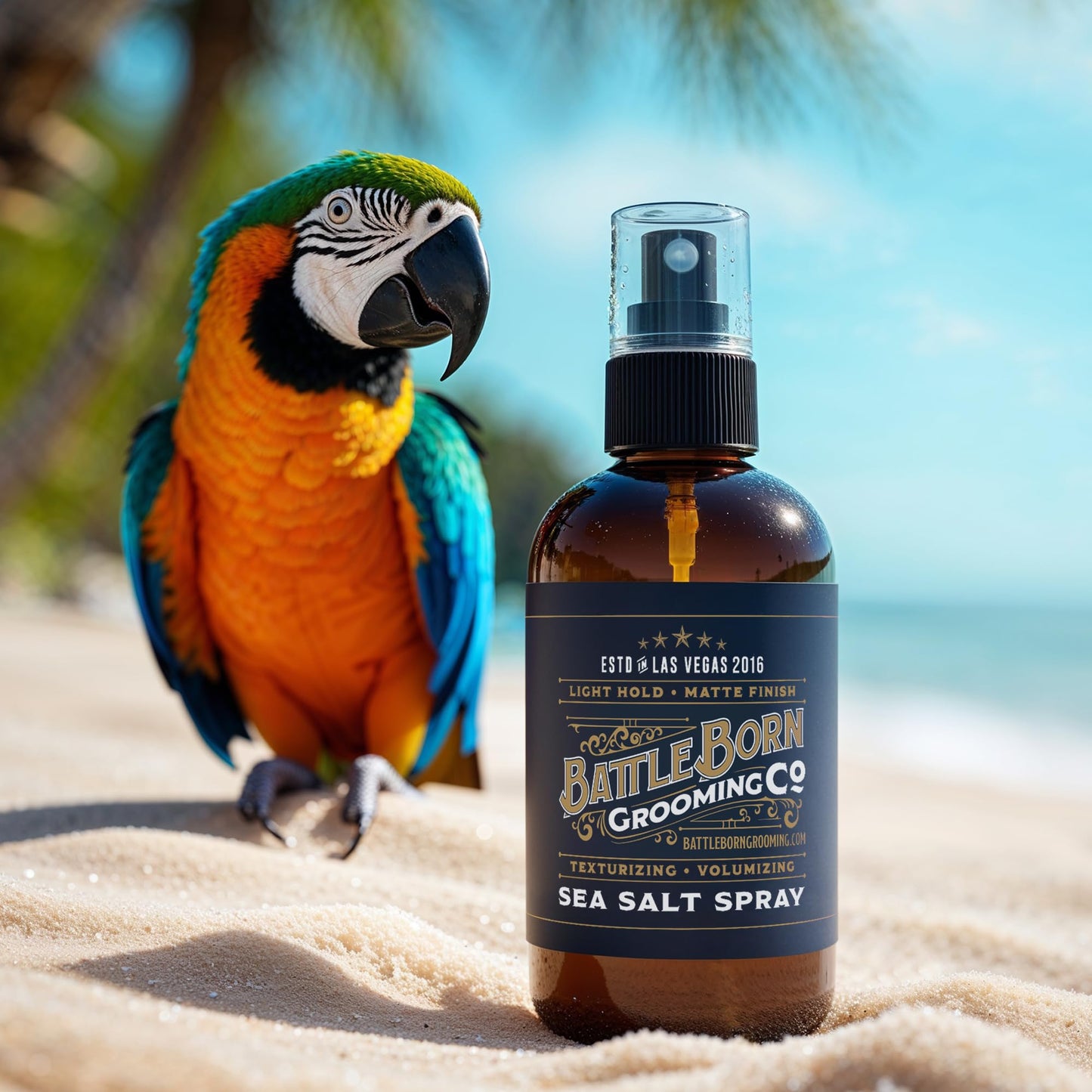 Battle Born Grooming Co Sea Salt Spray (Unscented, 8 fl oz) – Natural Vegan Texturizing Spray for Beach Waves, Volume & Thickness – Unisex