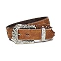 ARIAT Women's Floral Stitch Berry Concho Belt, Brown, Large