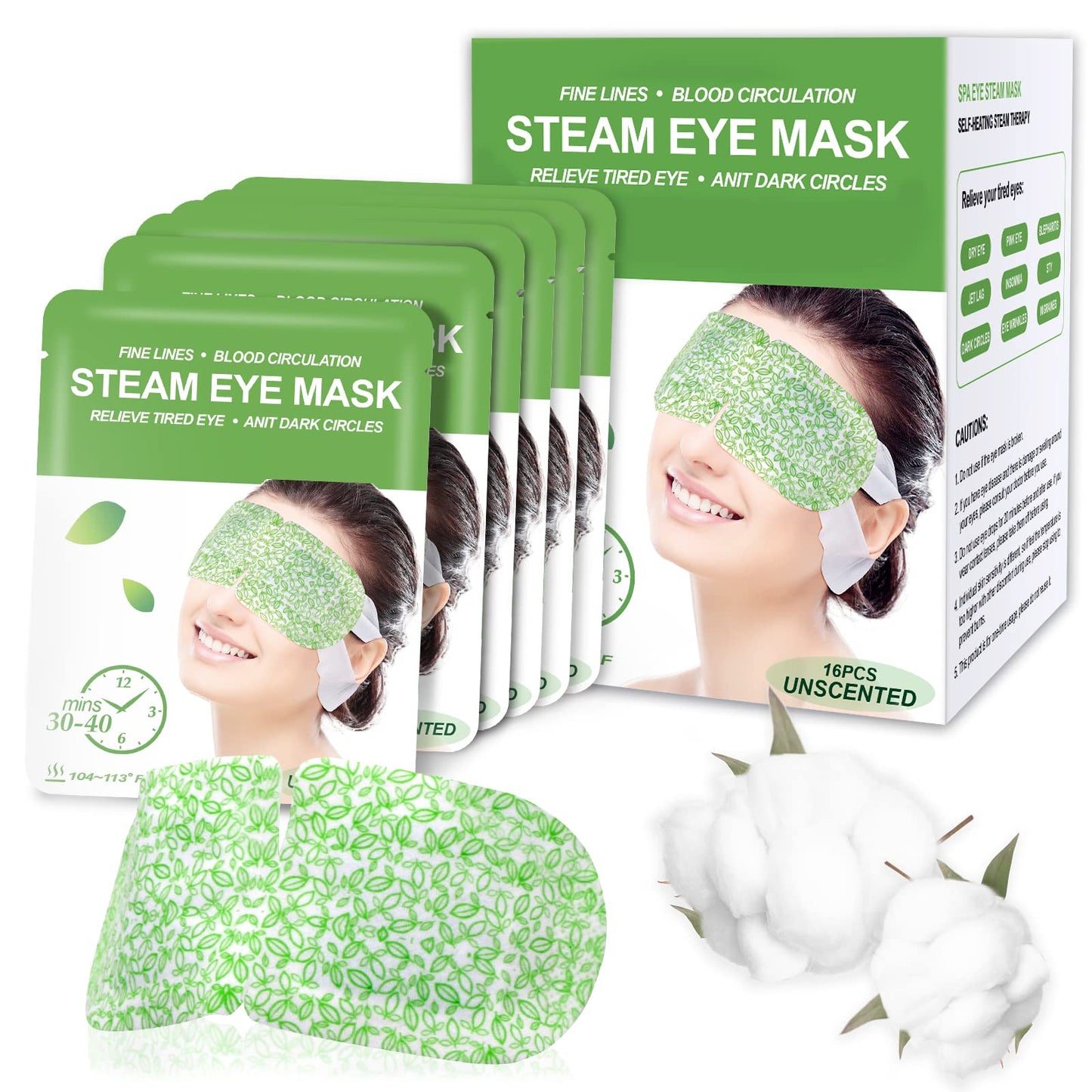 16 Pack Steam Eye Masks for Dry Eyes โ Self-Heating Warm Compress for Fatigue & Puffiness Relief, Disposable Spa Eye Masks for Travel & Relaxation, Unscented