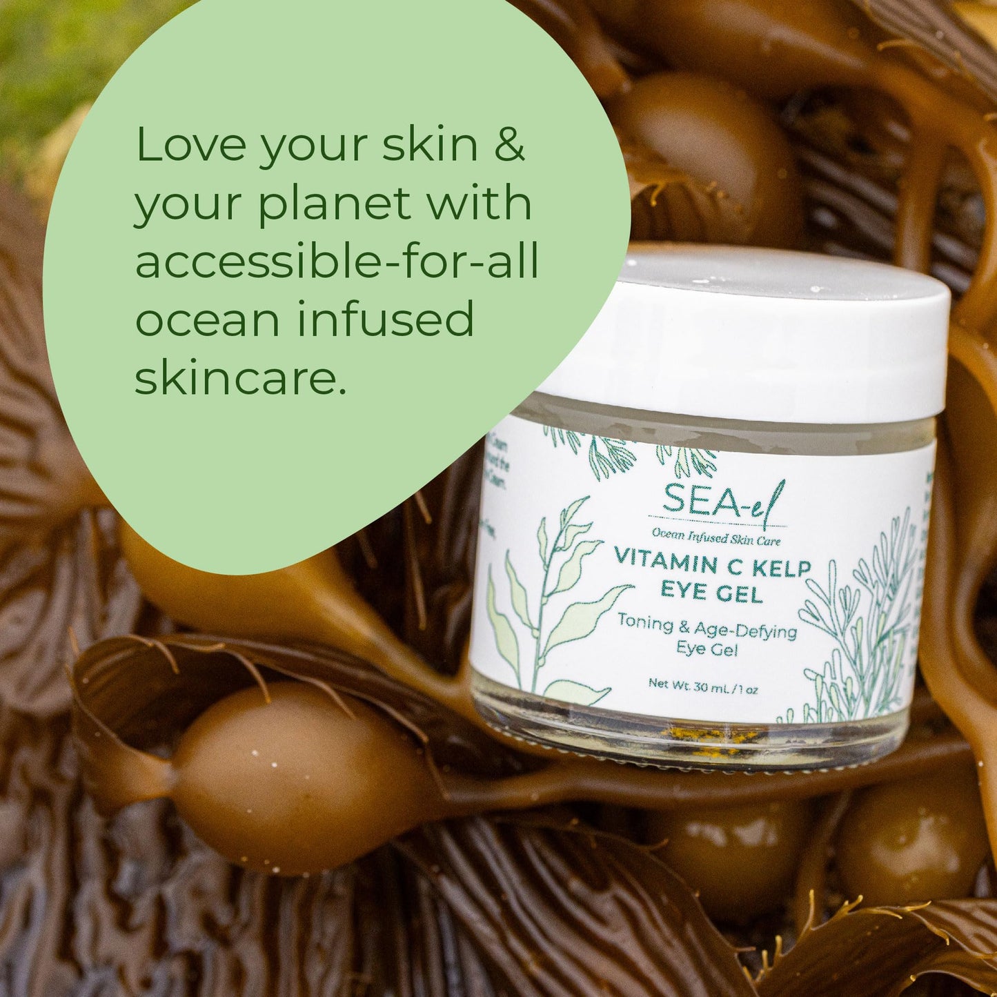 Sea-el Vitamin C Kelp Eye Gel Toning & Age Defying Skincare for Puffiness, Under Eye Bags & Dark Circles Cooling Youthful Glow for Women & Men - 1 Oz