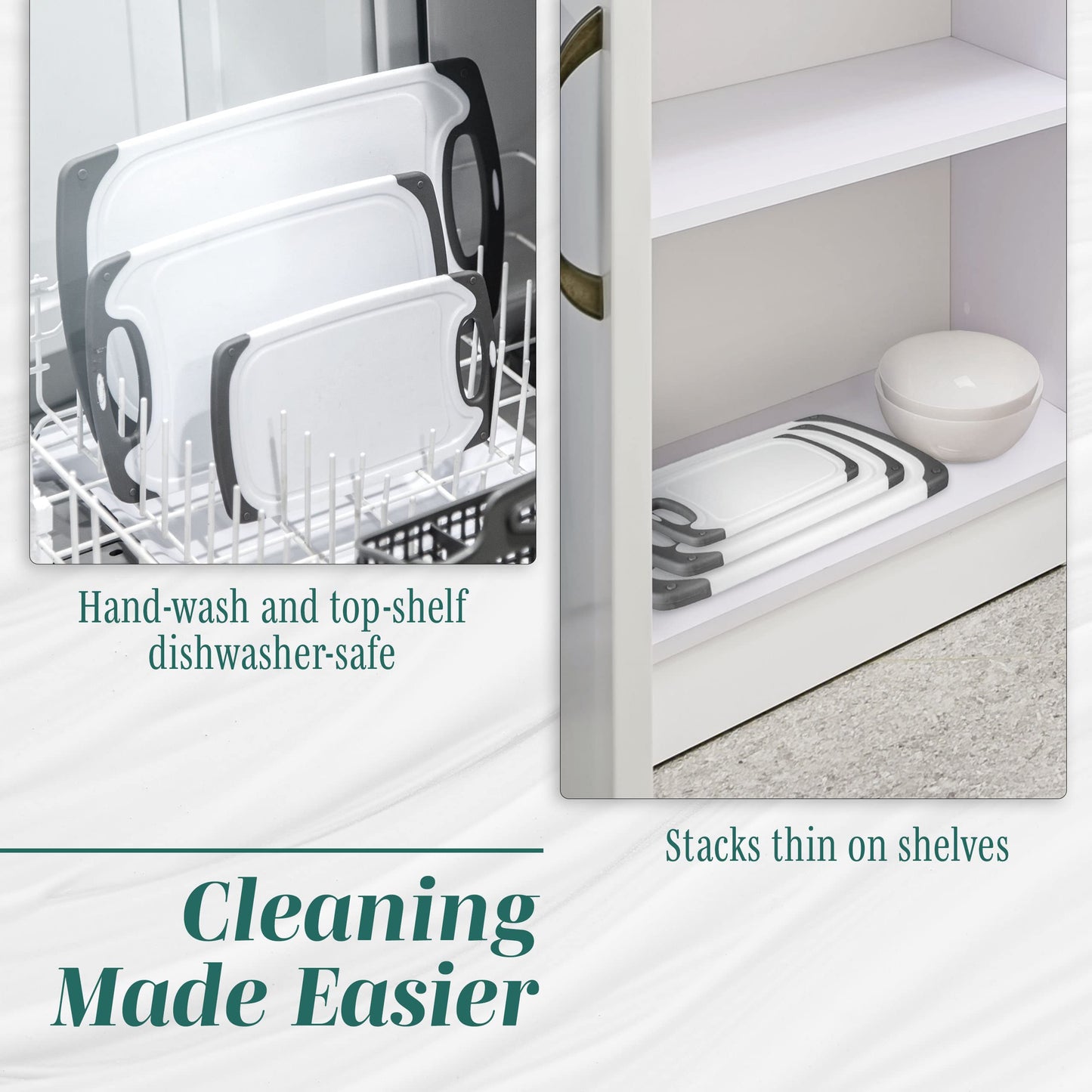 3-Pack Gray Cutting Boards Set – BPA-Free, Reversible Chopping Boards with Non-Slip Handles, Multiple Sizes, Perfect Gift for Cooks