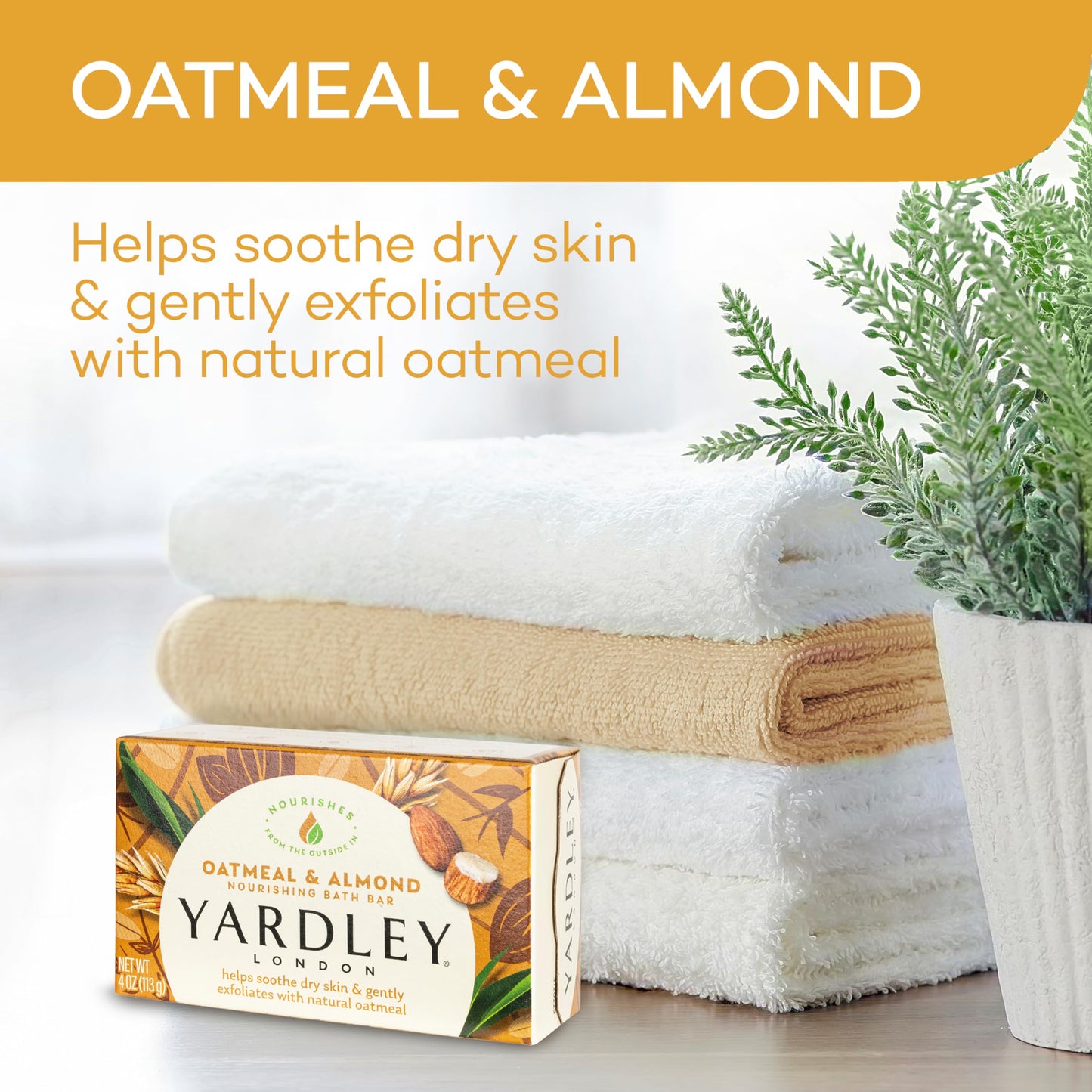 Yardley Oatmeal and Almond Bar Soap, Oatmeal & Almond, 4 Ounce