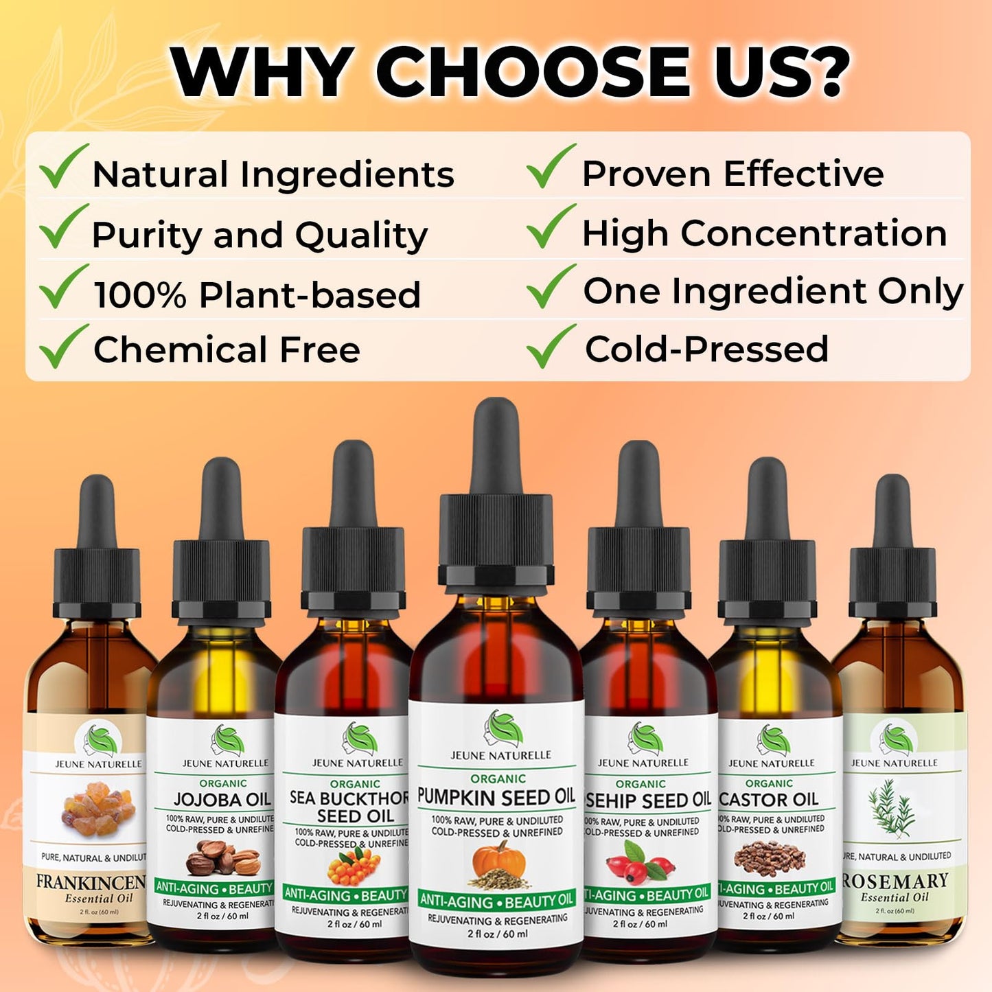 Jeune Naturelle Organic Pumpkin Seed Oil – 100% Pure, Raw, Cold-Pressed, Anti-Aging, Hair Growth, Fast Absorbing, Travel Size, Non-Comedogenic