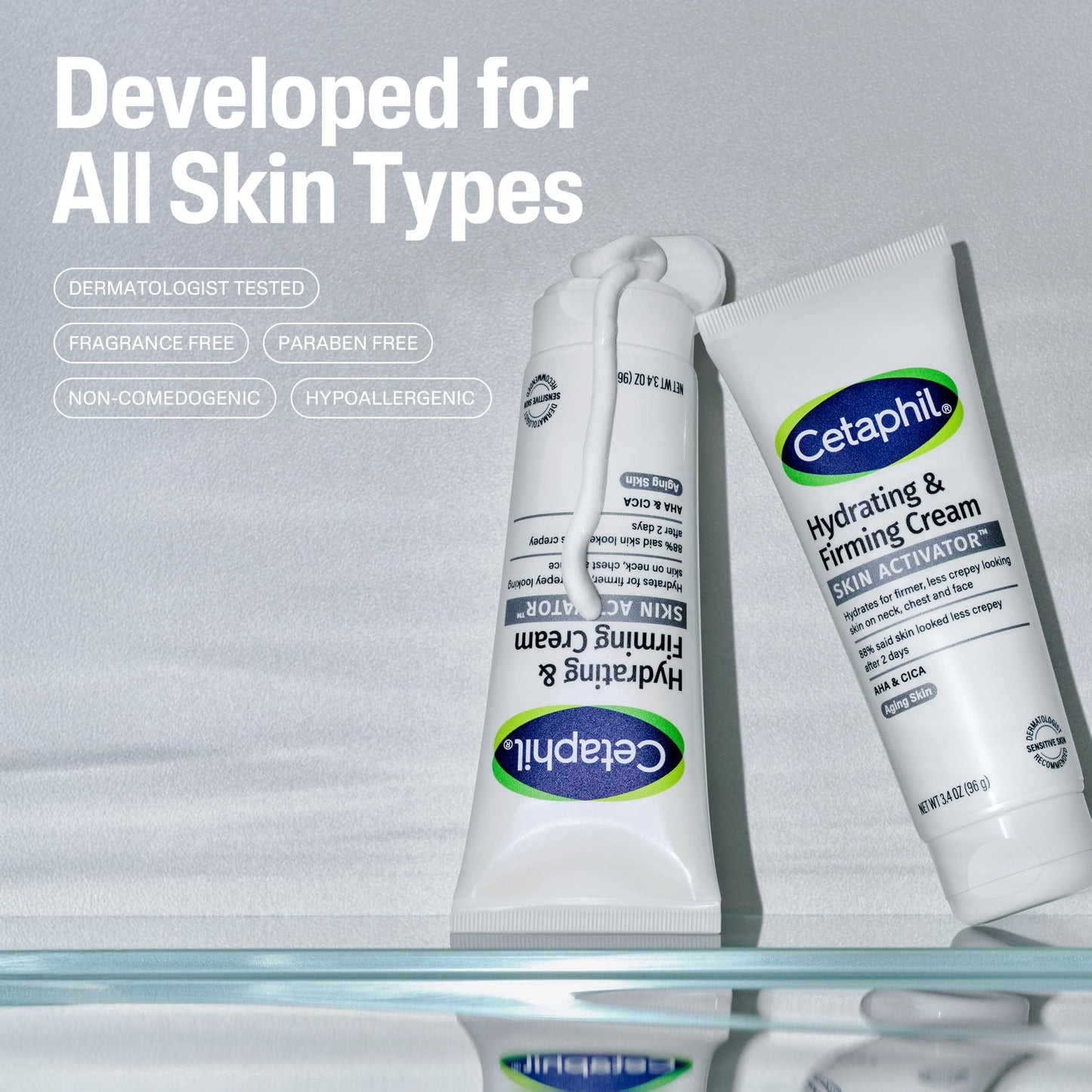 Cetaphil Skin Activator Hydrating & Firming Cream with Mandelic Acid & Centella Asiatica, 3.4 oz – Anti-Aging Face, Neck & Chest