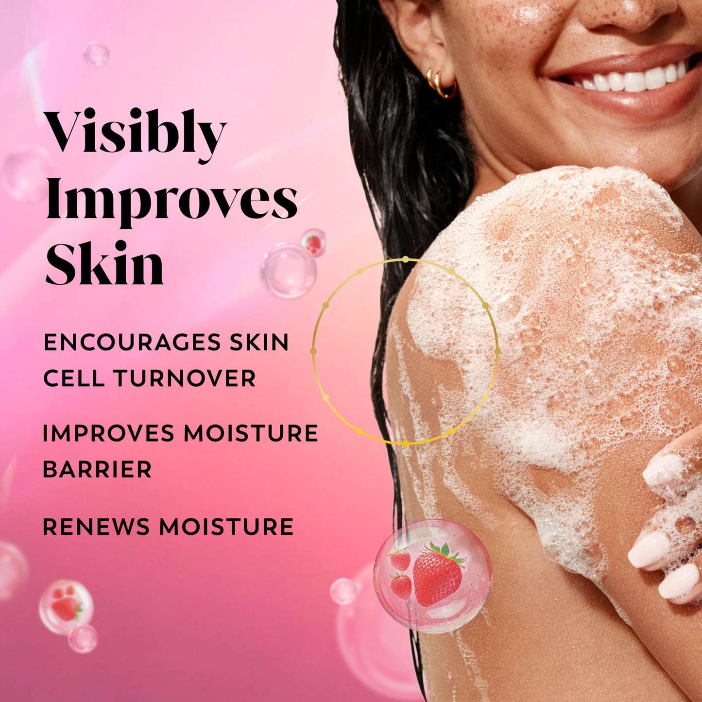 Olay Body Wash for Women, Hydrating with Pro-Hyaluronic Acid & Vitamin B3, Renews Moisture, Strawberry Summer Fizz, 20 fl oz