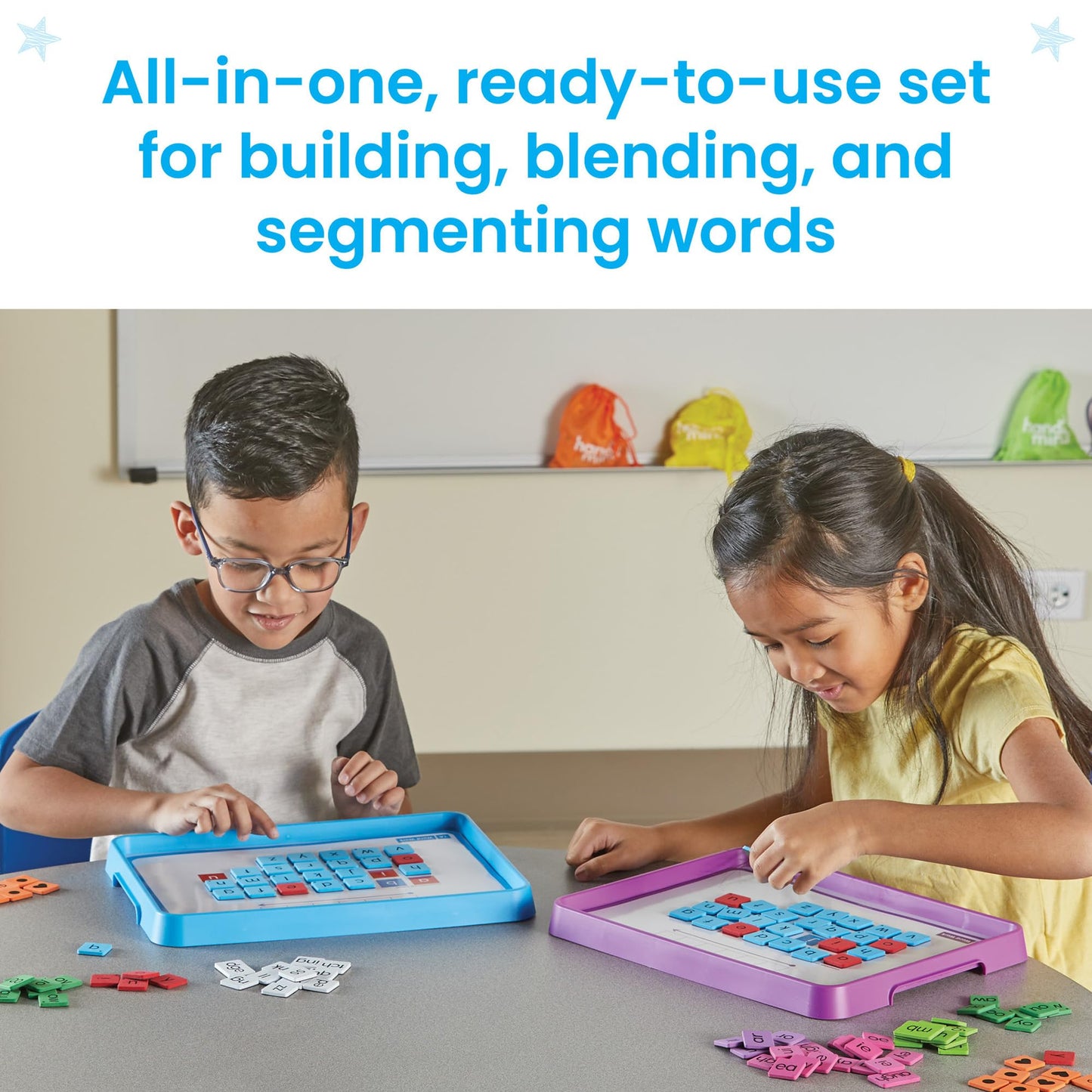 hand2mind Phonics Word Work Small Group Set – Magnetic Letters & Trays for Kindergarten, Phonemic Awareness & Science of Reading