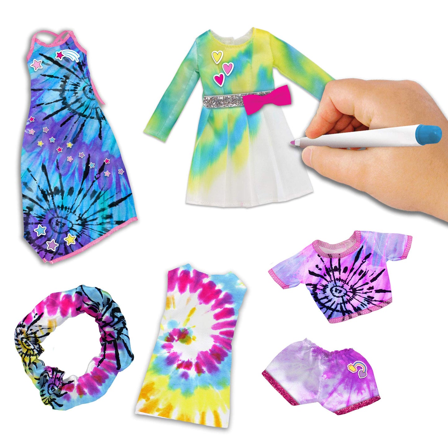 Barbie Tie-Dye Fashion Designer Kit – DIY Dress Design Set with Markers, Stickers & Tools, Craft Real Barbie Outfits for Girls 6+