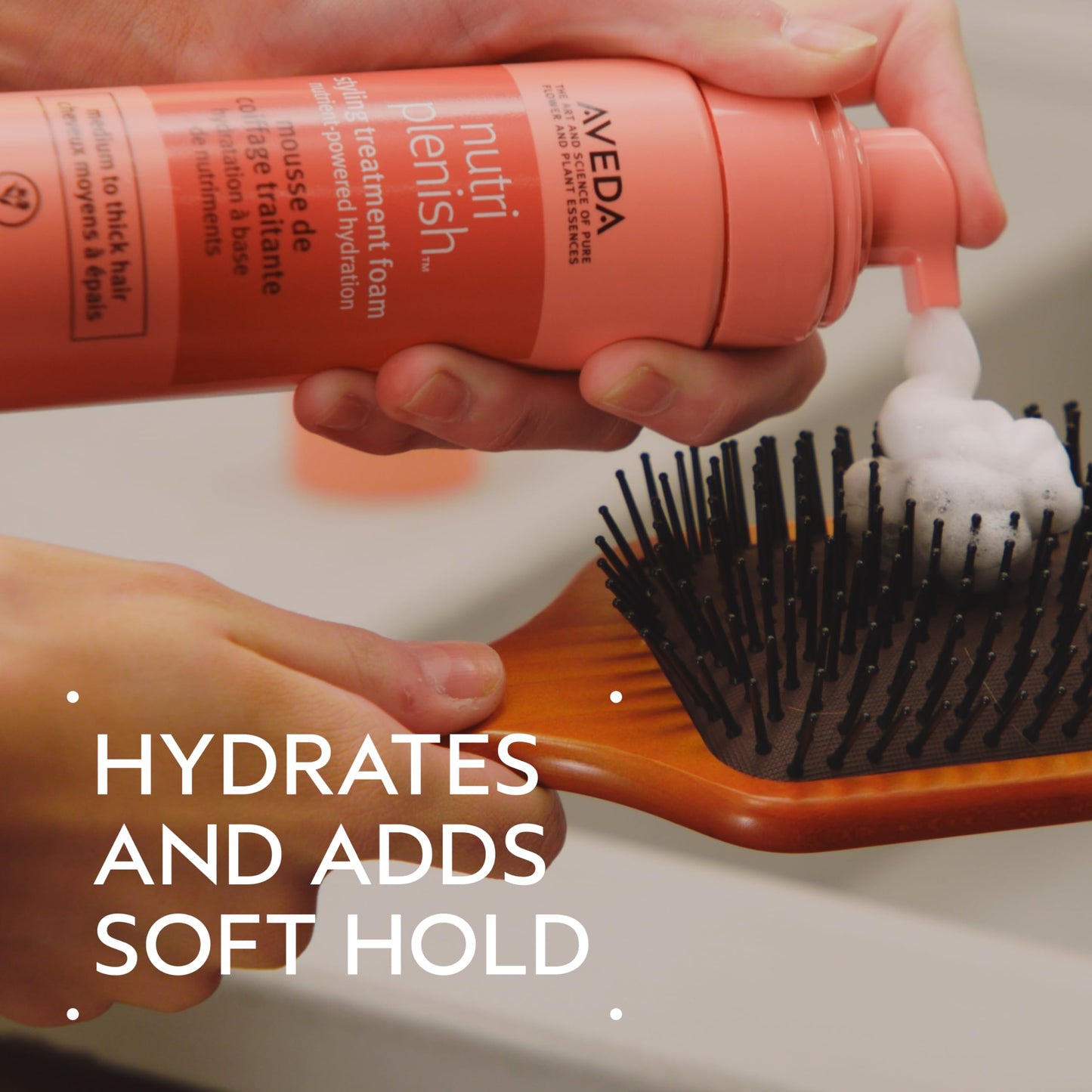 Aveda Nutriplenish Styling Treatment Foam, 6.7 Fl Oz | Soft Hold Foam for Medium to Thick Hair | Hydrating, Nourishing & 94% Naturally Derived*