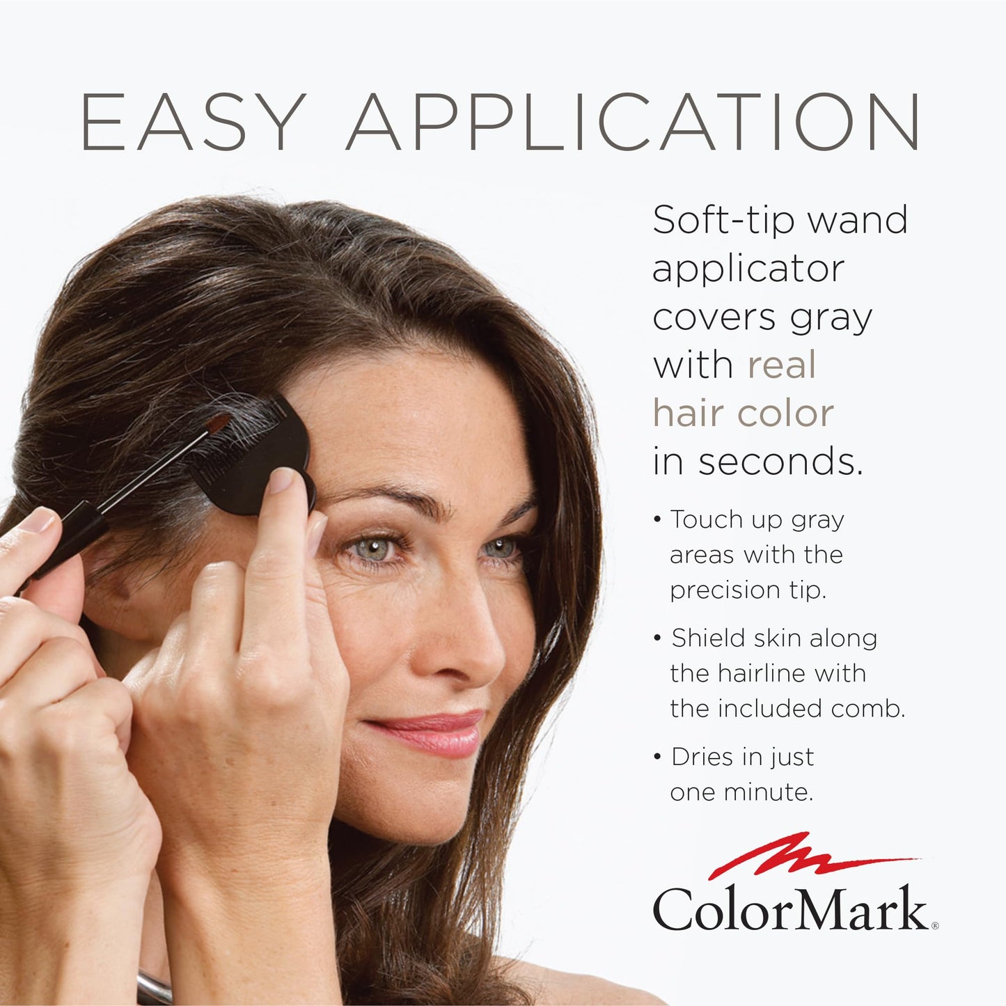ColorMark PRO Medium Brown Liquid Gray Root Touch Up Wand Applicator, Real Hair Color