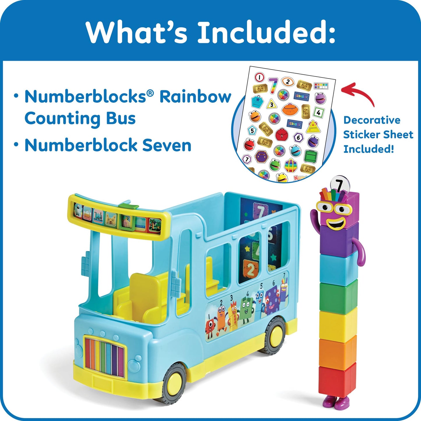 hand2mind Numberblocks Rainbow Counting Bus – Musical Playset for Kids 3-5, Toddler Learning, Number Toys, Math & Birthday Gifts