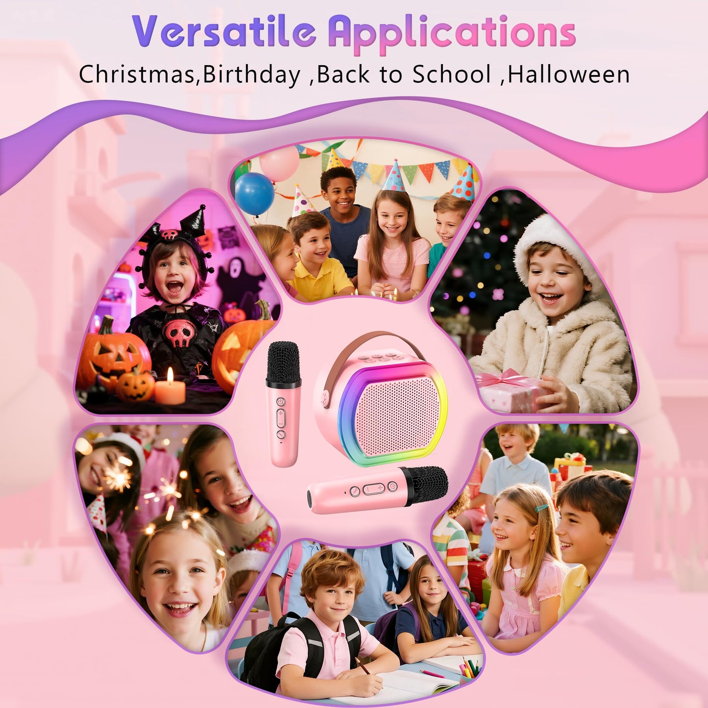 Reoslar Mini Karaoke Machine with 2 Wireless Mics – Portable 2025 Kids Karaoke for Ages 3-12+, Perfect Birthday & Christmas Gift