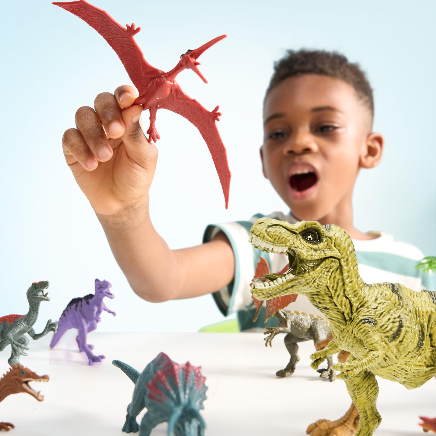 JOYIN Dinosaur Toy Set with 19 PCS Realistic Dinosaurs, Trees, Play Mat & Storage Cage – Fun Educational Gift for Kids Ages 3-5
