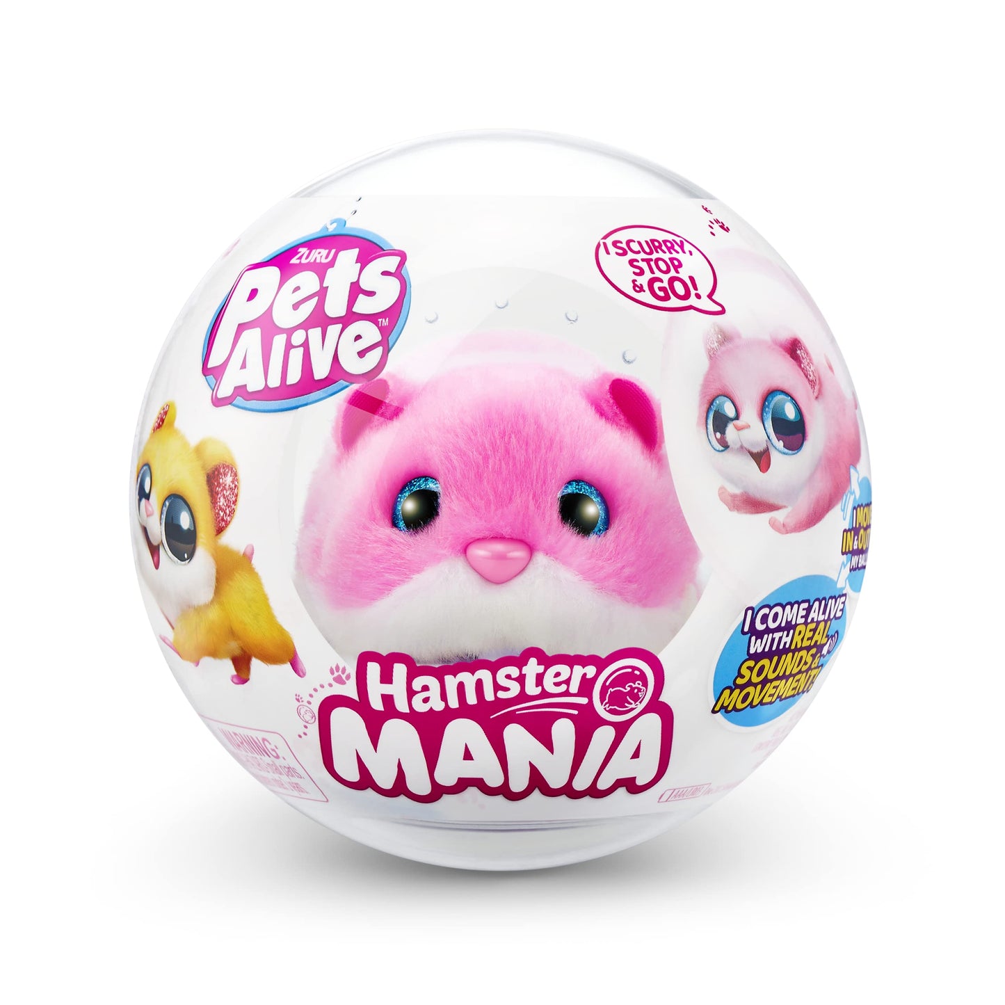 Pets Alive Hamstermania (Pink) by ZURU Hamster, Electronic Pet, 20+ Sounds Interactive, Hamster Ball Toy for Girls and Children
