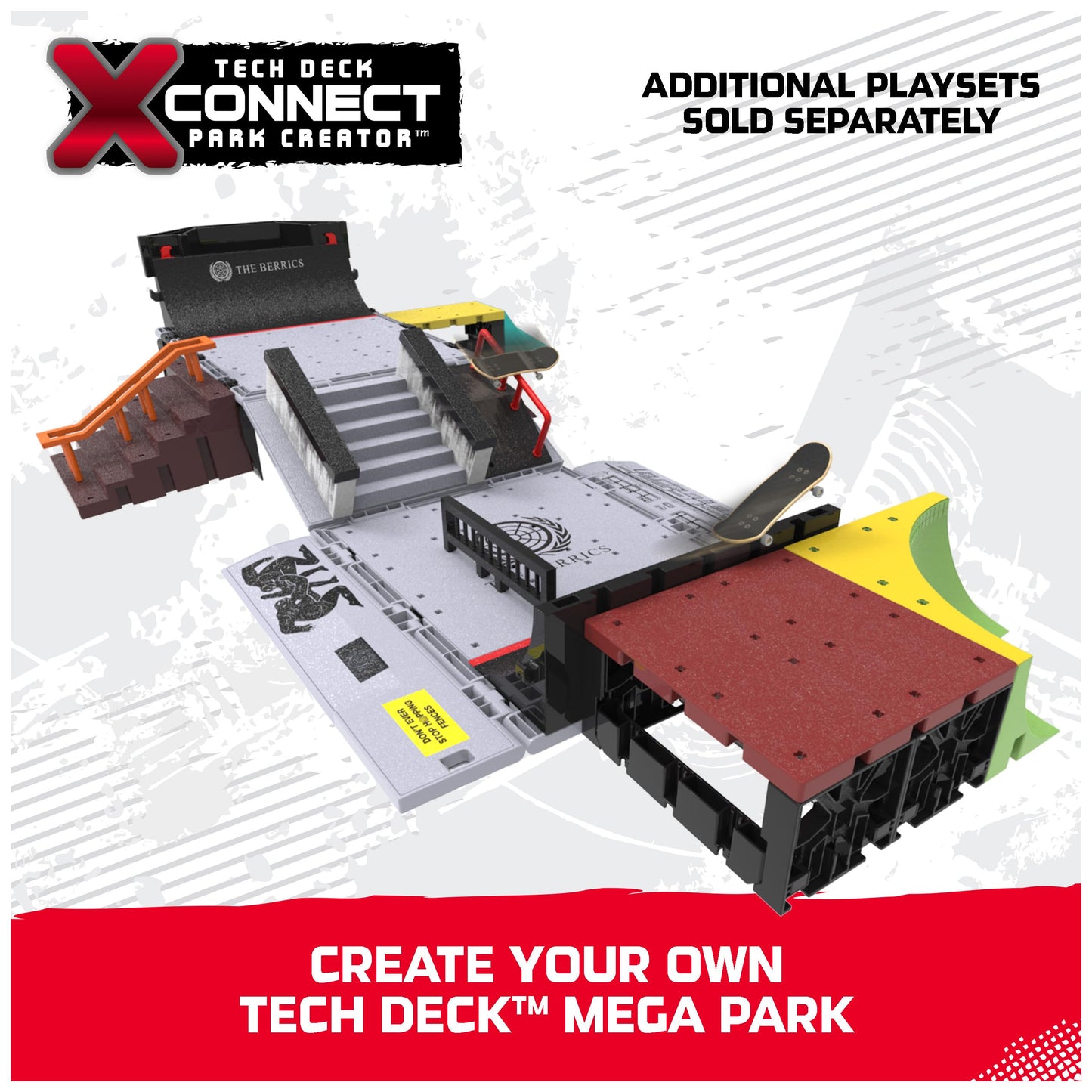 Tech Deck, Quarter Bowl Ruckus X-Connect Park Creator, Customizable and Buildable Ramp Set with Exclusive Fingerboard, Kids Toy for Ages 6 and up
