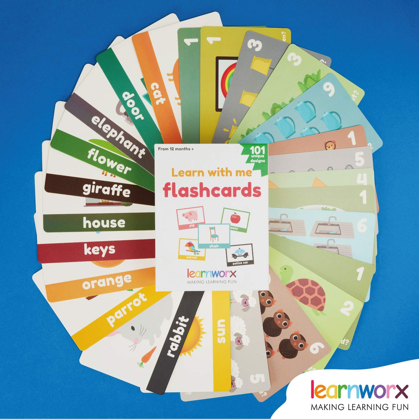 LearnWorx 101 Baby Flash Cards for Toddlers 1-3 | First Words, Numbers & Objects | Award-Winning Learning & Speech Development Toys