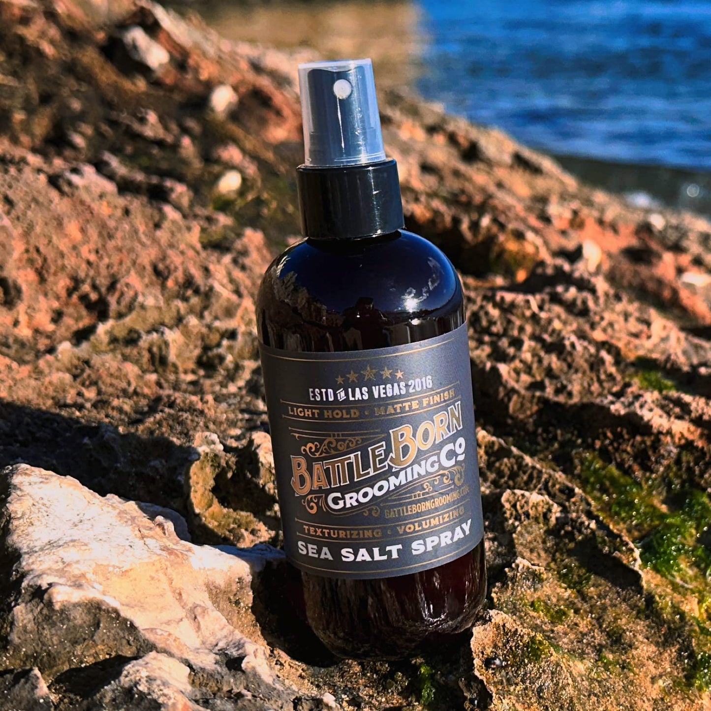Battle Born Grooming Co Sea Salt Spray (Unscented, 8 fl oz) – Natural Vegan Texturizing Spray for Beach Waves, Volume & Thickness – Unisex
