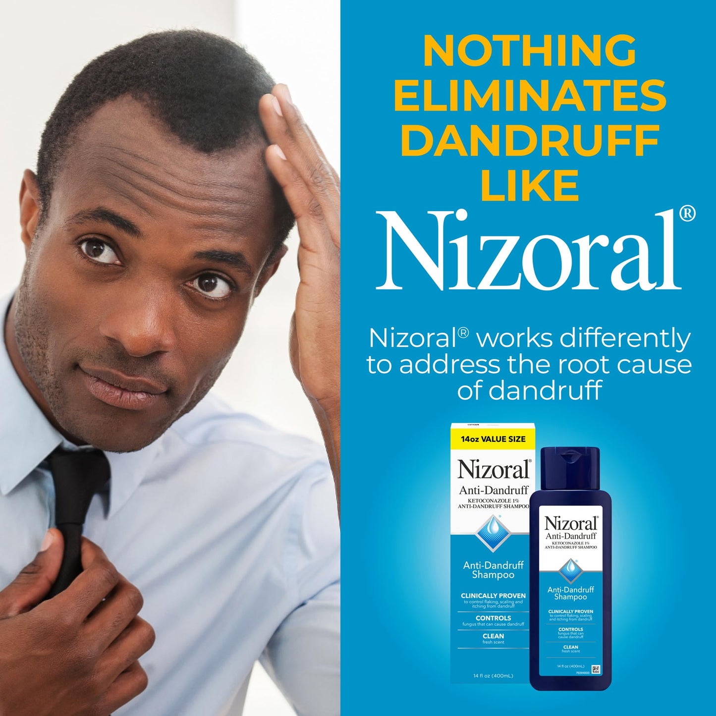 Nizoral Anti-Dandruff Shampoo with 1% Ketoconazole, 14 Fl Oz, Fresh Scent, Anti Fungal Shampoo