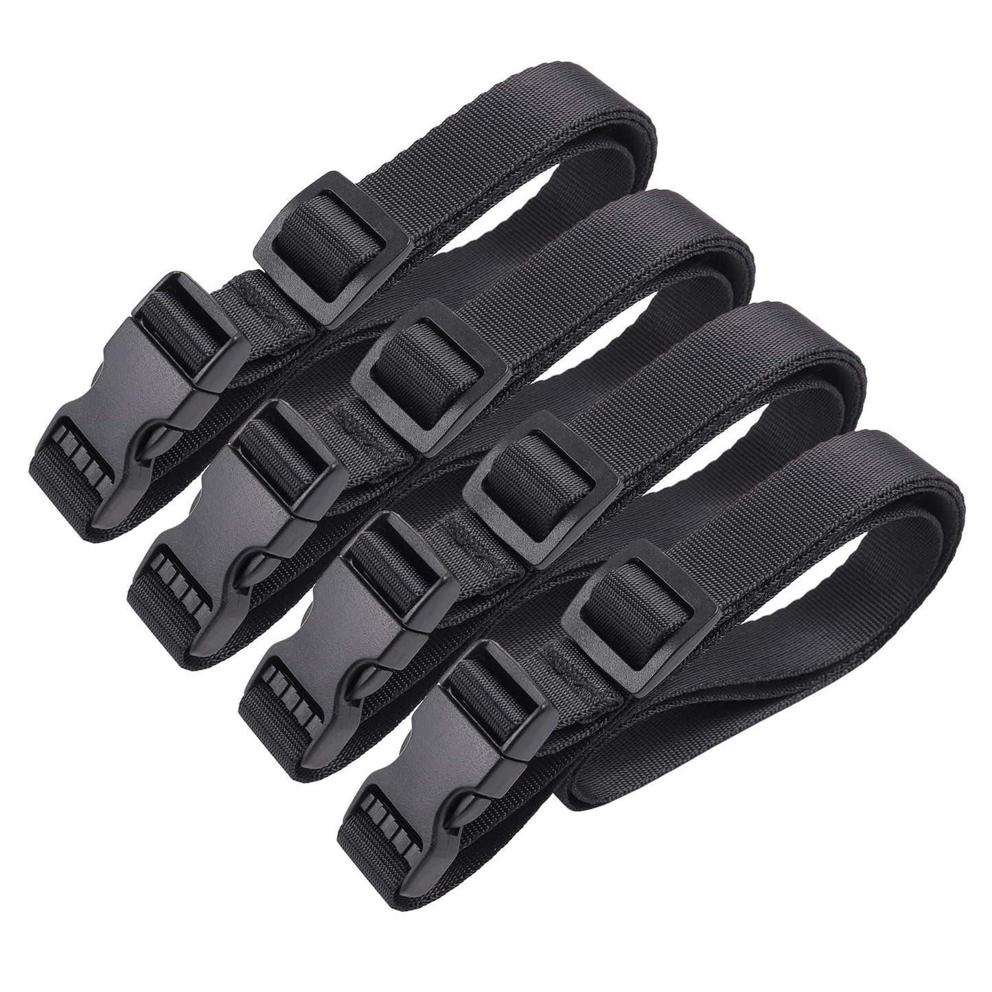 Vigorport Utility Straps 4-Pack – Adjustable Nylon Straps with Quick Release Buckle for Backpack, Travel, Camping – Black 40”
