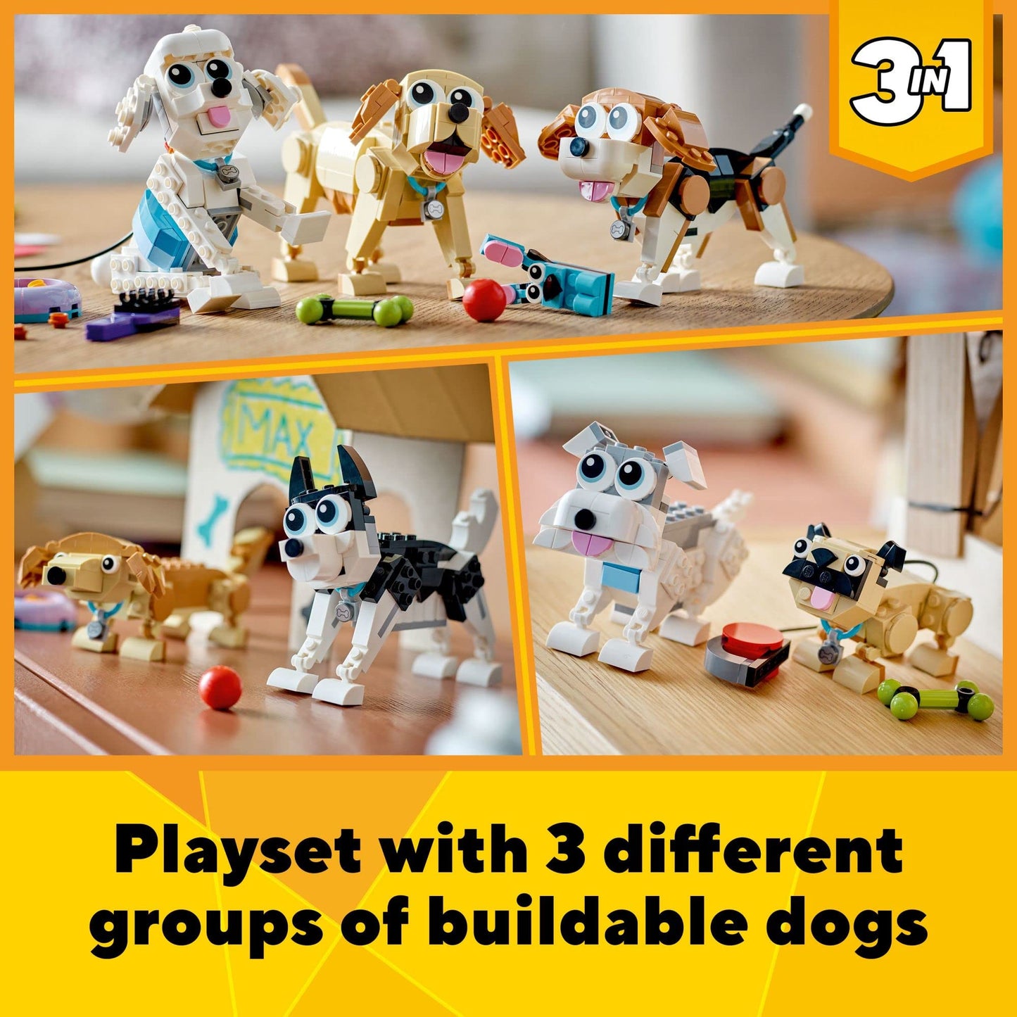 LEGO Creator 3 in 1 Adorable Dogs Building Toys - Pretend Play Toys for Girls & Boys, Ages 7+ Years - Kids Learning & Educational Sets - Gift Ideas - 31137
