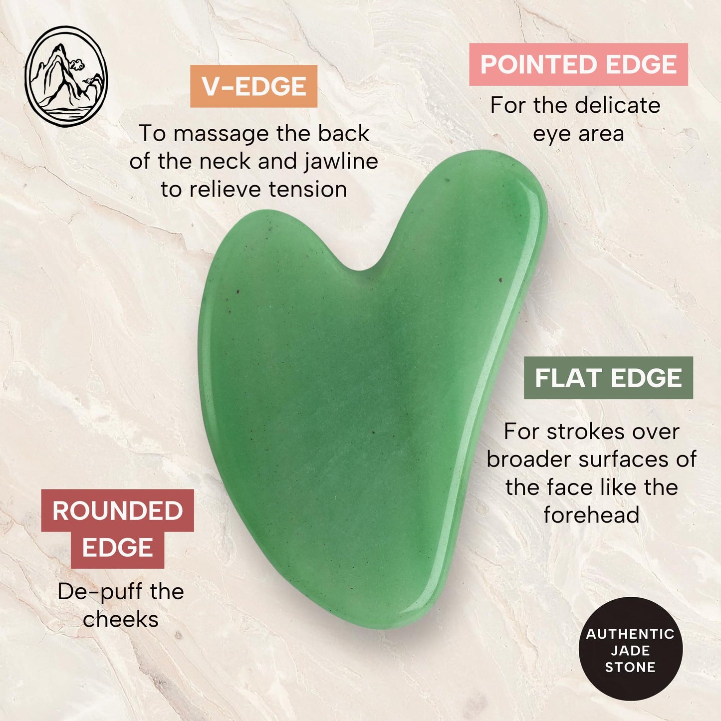 Mount Lai Jade Gua Sha Facial Tool – 100% Genuine Jade for Face Sculpting, Lymphatic Drainage, Puffiness Reduction & Radiance