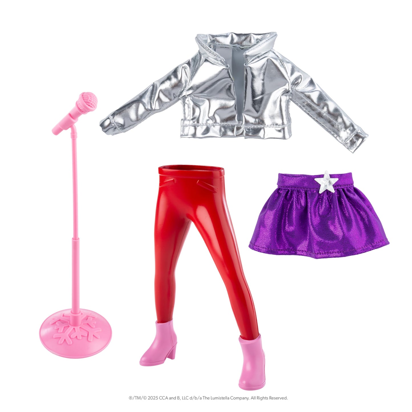 The Elf on the Shelf MagiFreez Pop Star Elf Set - Elf Standing Gear with Glam Jacket, Skater Skirt and Accessories - Scout Elf Not Included