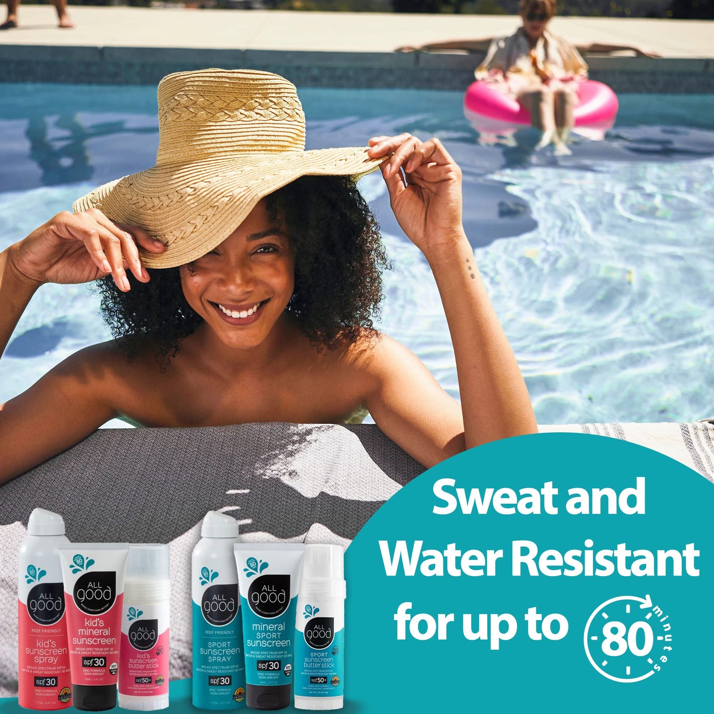 All Good Baby & Kids Sunscreen Lotion SPF 30, Zinc Oxide, Coral Reef Friendly, Water Resistant, Face & Body, 3 oz, 2-Pack