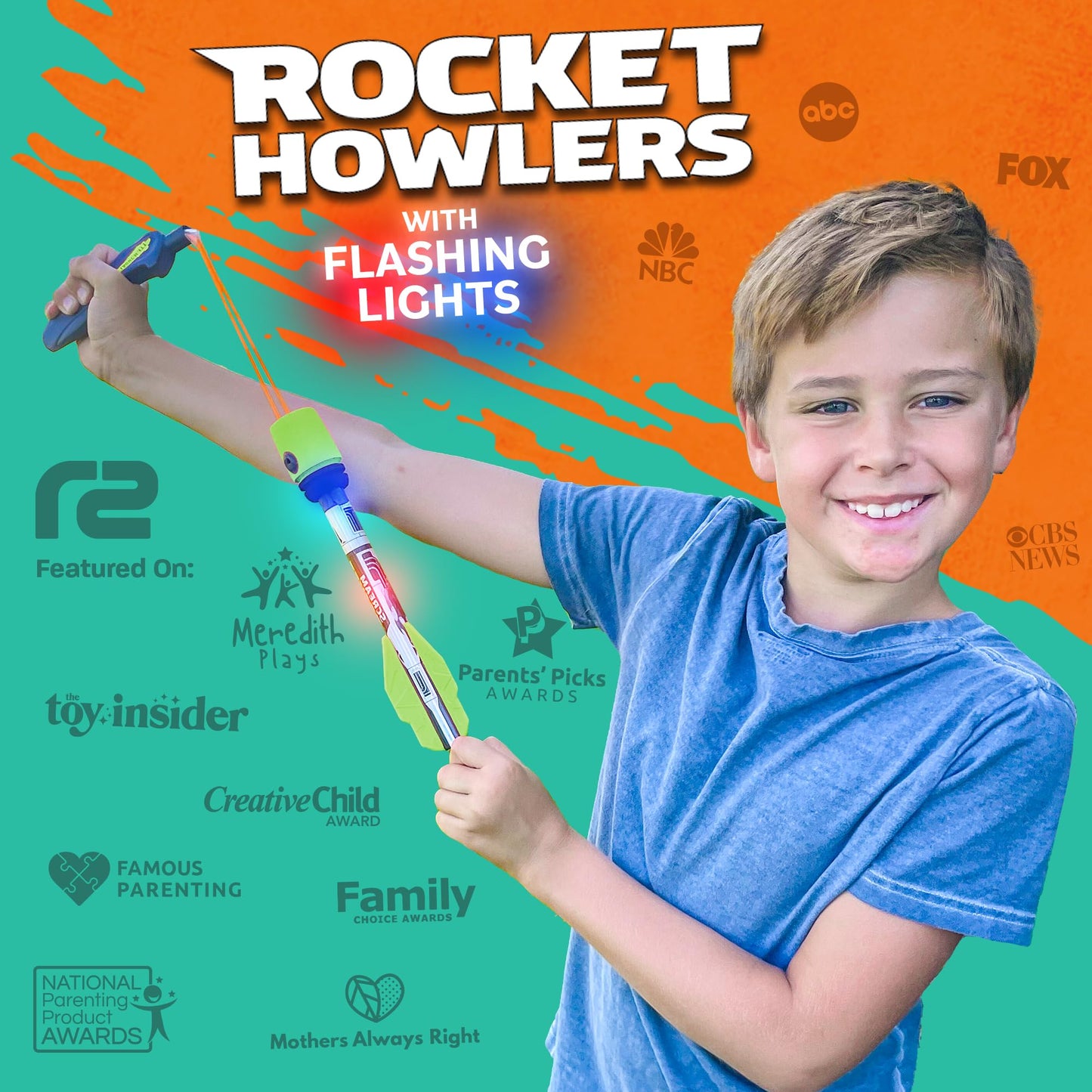 Light Up Foam Rocket Toys for Kids ā LED Slingshot Launcher with Lights & Sound, Outdoor Fun, Party Favors & Gifts for Ages 8+